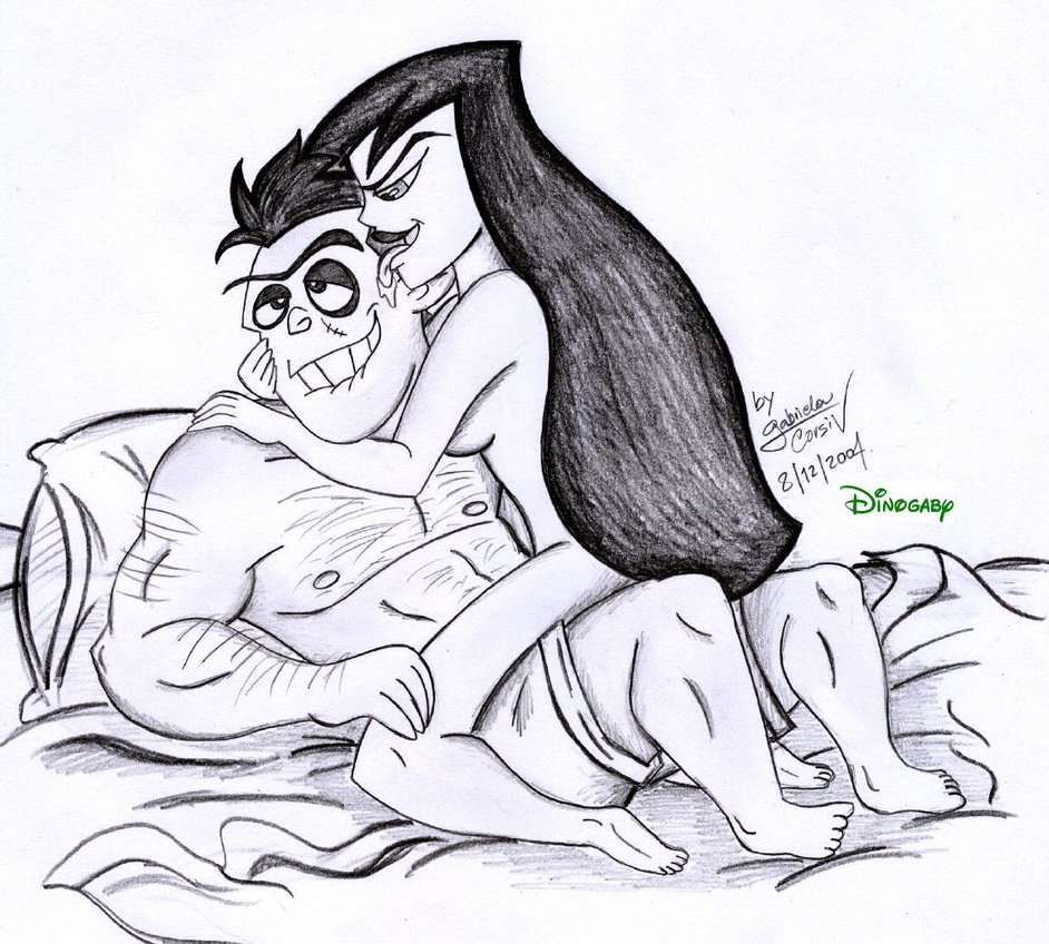 boxers cowgirl_position dinogaby disney dr._drakken female human kim_possible licking male medium_breasts monochrome on_bed shego straight tagme