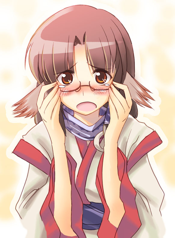 blush dog_ear eruru_(utawarerumono) glasses inumimi japanese_clothes open_mouth utawarerumono