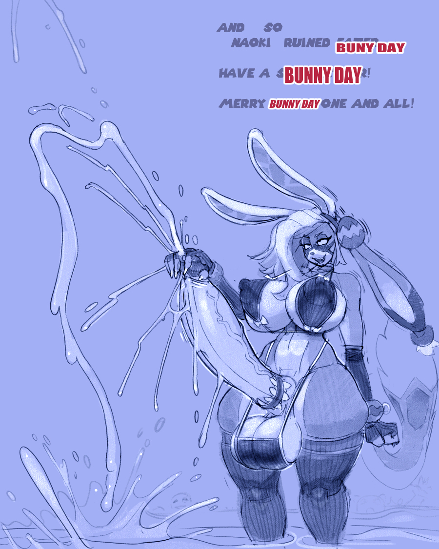 1futa, anthro, balls, big breasts, big cock, big penis, breasts, bunny, clothed, clothing, cum, cum string, dickgirl, ejaculation, english text, female, fur, furry, futa only, futanari, huge balls, huge breasts, huge cock, intersex, large penis, masturbation, mostly nude, orgasm, penis, rolling eyes, snao, solo, solo female, solo futa, standing, text, thick thighs, wide hips