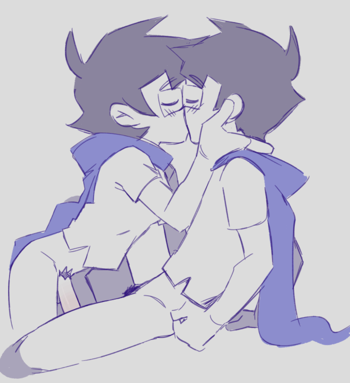 1cuntboy, 1futa, balls, big penis, bottomless, breasts, clothed, clothing, cuntboy, duo, erection, futanari, homestuck, human, ilovedoggirls, intersex, john egbert, june egbert, kissing, male, ms paint adventures, partially clothed, penis, pubic hair, selfcest, trans man, trans woman, transfem, transmasc