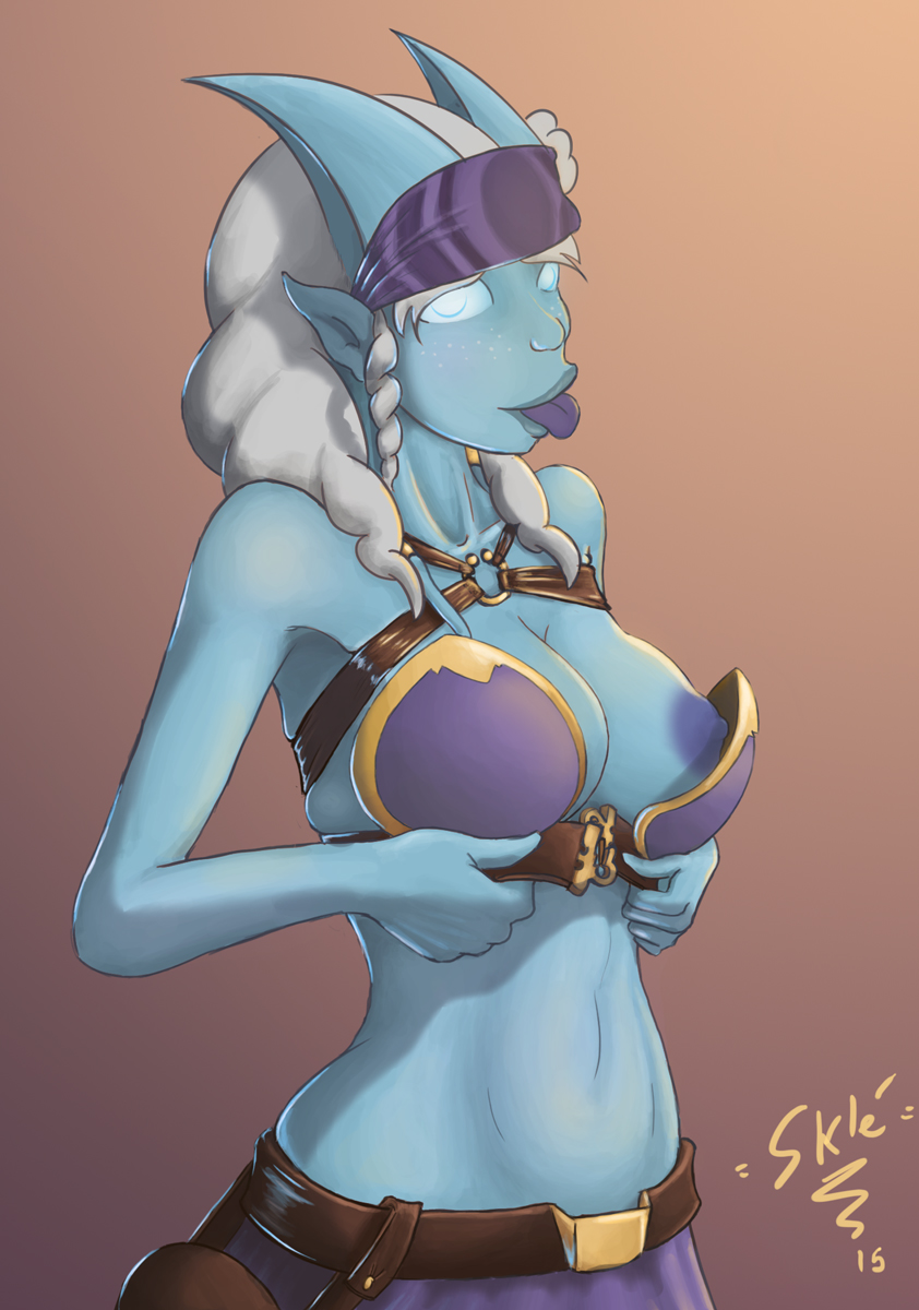 1girls blizzard_entertainment blue_skin draenei koudfoudre original_character skle solo warcraft white_hair world_of_warcraft