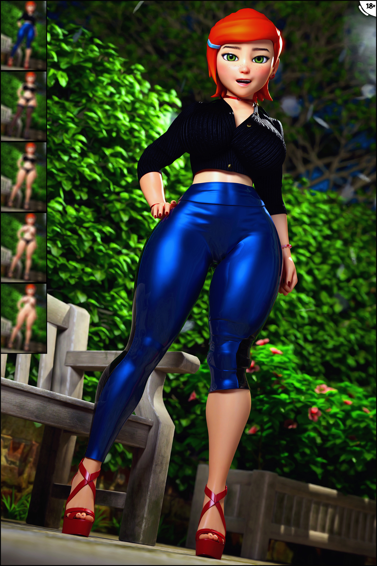 1girls, 3d, aged up, athletic, athletic female, ben 10, ben 10 (classic), big breasts, bottom heavy, breasts, busty, cartoon network, curvaceous, curvy, curvy figure, digital media (artwork), eyebrows, eyelashes, eyes, female, female only, fit, fit female, gwen tennyson, gwen tennyson (classic), hair, high heels, hips, hourglass figure, huge breasts, human, large breasts, legs, light skin, light-skinned female, lips, mature, mature female, orange hair, platform heels, solo, thick, thick legs, thick thighs, thighs, top heavy, top heavy breasts, upper body, urqqurqq, voluptuous, voluptuous female, waist, wide hips