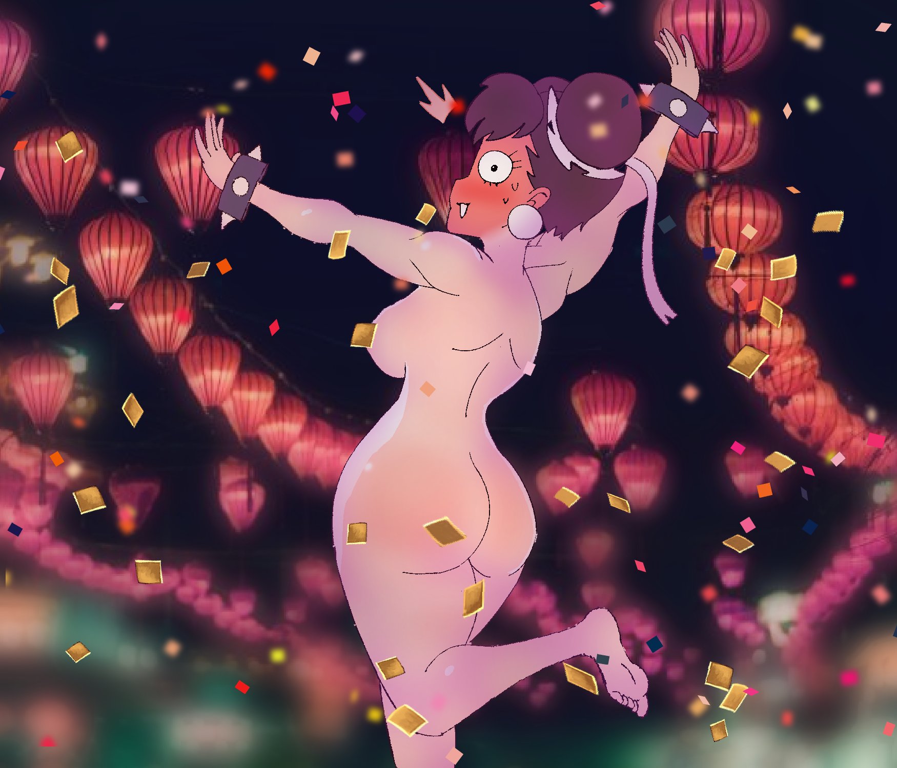 1girls, 2d, 2d (artwork), accidental exposure, ass, awkward situation, awkward smile, barefoot, big ass, big breasts, blush, blushing, breasts, chun-li, chun-li tournament incident, completely naked, completely nude, confetti, convenient censoring, convenient censorship, dancing, embarrassed nude female, enf, exhibitionism, exposed, exposed ass, exposed breasts, female, female only, forced exhibitionism, forced exposure, full-face blush, hi res, humiliation, large ass, large breasts, looking at viewer, looking back, looking back at viewer, manacles, mature, mature female, meme, naked, naked female, nervous smile, nude, nude female, one leg up, open mouth, pelaoposting, public, public nudity, pussy, shocked, shocked expression, sideboob, solo, street fighter, street fighter 6, sudden realization, sweat, sweatdrop, thick thighs, wide eyed, wide-eyed