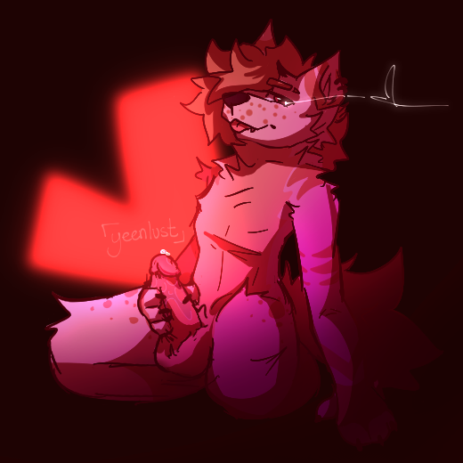 anthro autumn_(yeenlust) bodily_fluids canid canine cum erection fluffy fluffy_tail genital_fluids genitals hair hair_over_eye hair_over_eyes hand_on_penis handjob heart hyena kneeling leaking leaking_cum leaking_penis leaking_precum looking_at_viewer male mammal on_knee one_eye_obstructed penile penis precum sex solo stroke stroking stroking_penis tail teasing wet wet_penis yeenlust