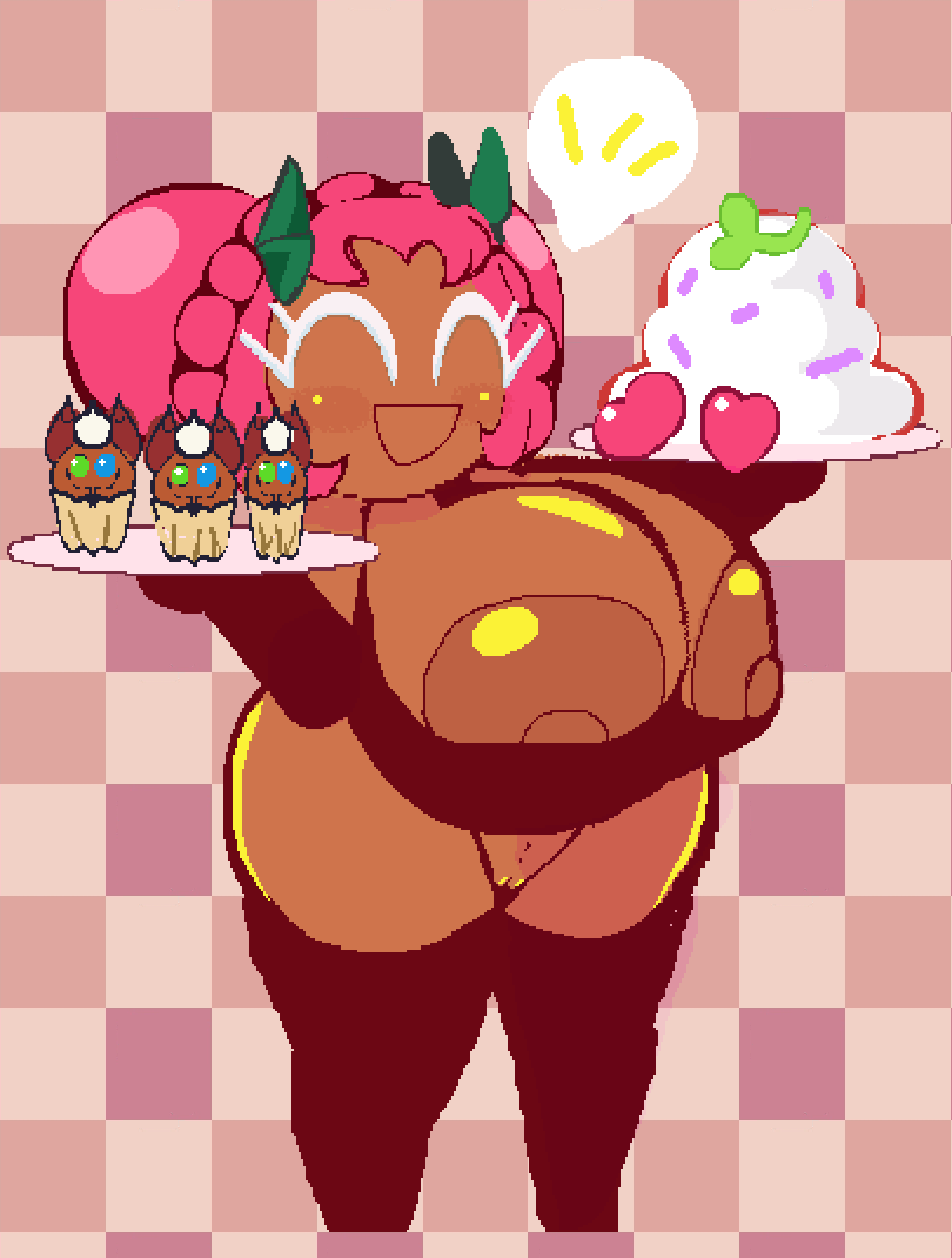 1girls big_ass big_breasts big_breasts big_butt cookie cookie_humanoid cookie_run cubesmolly cute female female_focus female_only food food_creature food_humanoid hollyberry_cookie huge_boobs huge_breasts pink_hair pixel_art smiling