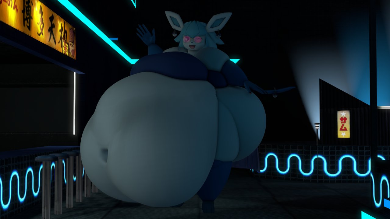 big_breasts breasts eeveelution glaceon glacia_(evolution) kingofthekabuto overweight pokémon_(species) pokemon pokemon_(species)