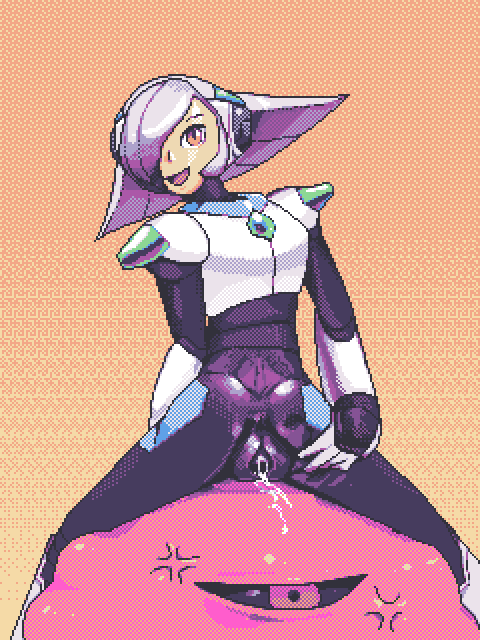 1girls android anger_vein anus ass character_request dithering gradient_background hnsundown looking_at_viewer lumine_(mega_man) mega_man mega_man_x pixel_art pussy pussy_juice pussy_juice_trail robot uncensored wet_pussy