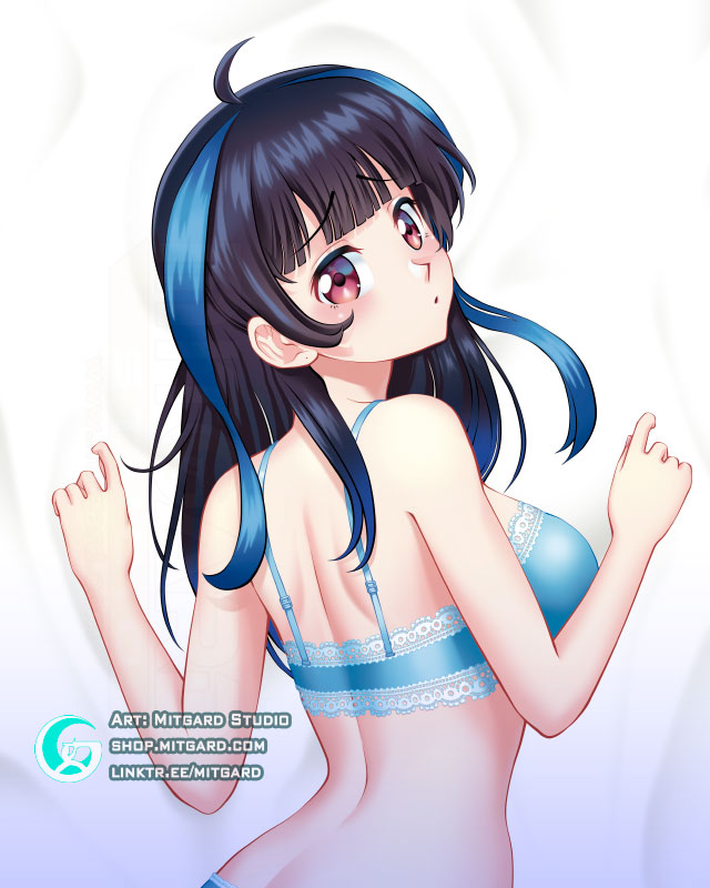 animeart_pixxx bodypillow bra cute dakimakura fanart kanojo_okarishimasu looking_at_viewer looking_back mitgard-knight mitgardstore waifu2x yaemori_mini