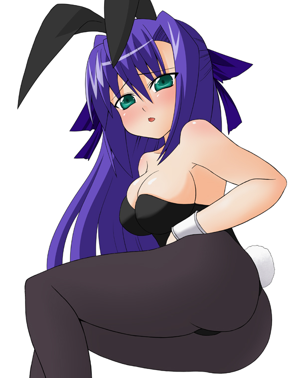 1girls bunny_ear bunny_girl bunnysuit cosplay ginga_nakajima kemonomimi lyrical_nanoha mahou_shoujo_lyrical_nanoha mahou_shoujo_lyrical_nanoha_strikers pantyhose purple_hair sawa_(artist) sawa_(snack_yoshie) tights usamimi waribasi