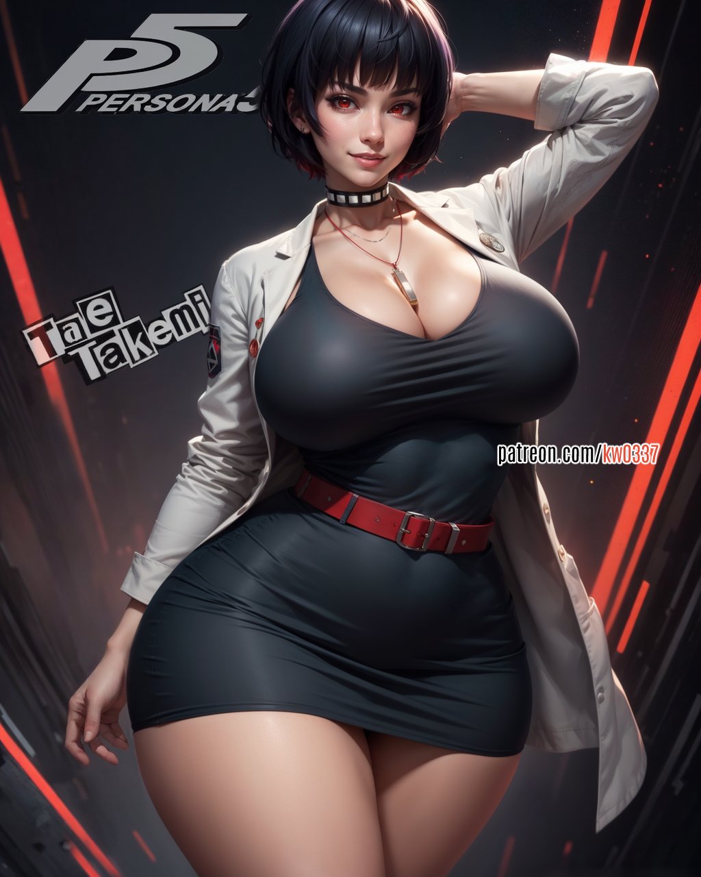 1girls, ai generated, asian, asian bimbo, asian female, big breasts, bimbo, black hair, breasts, clothed, clothed female, clothing, female, female only, huge breasts, huge thighs, kw0337, light skin, light-skinned female, pale skin, pale-skinned female, persona, persona 5, solo, solo focus, tae takemi, tagme, thick thighs, thighs, voluptuous, voluptuous female