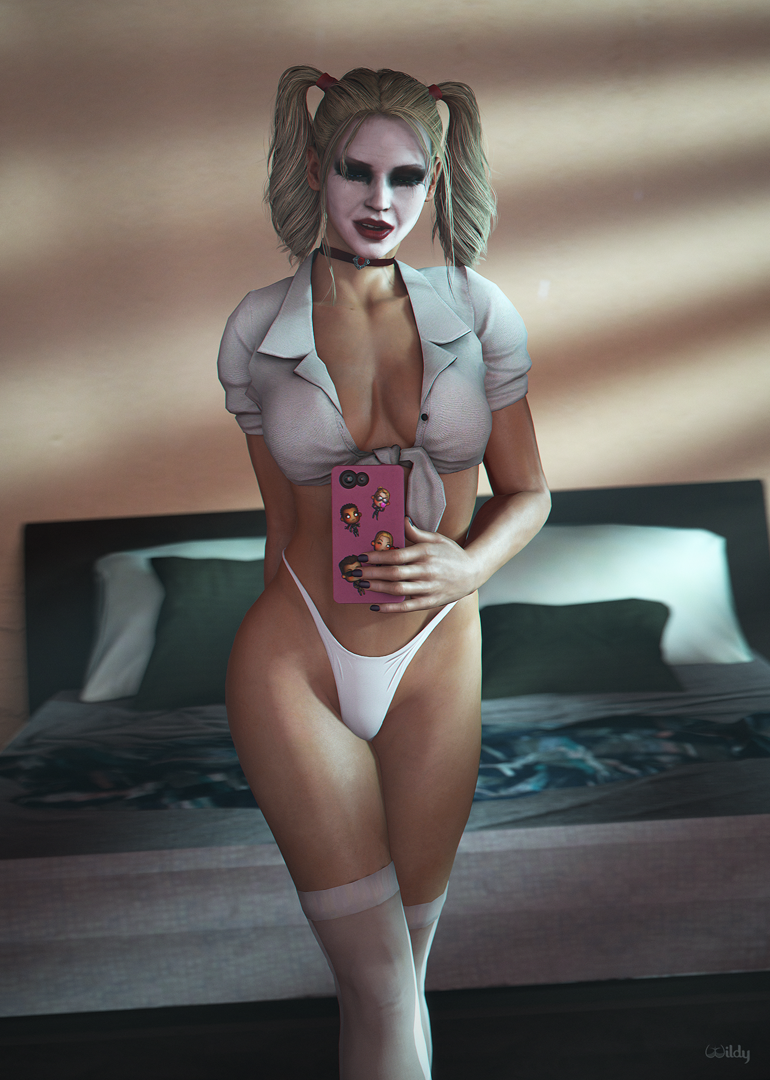 1girls 3d 3d_(artwork) blonde_hair cassie_cage choker cosplay female female_only jeanette_voerman_(cosplay) makeup mirror_selfie mortal_kombat mortal_kombat_11 red_lipstick selfie solo source_filmmaker stockings thong twintails underwear vampire_the_masquerade vampire_the_masquerade_bloodlines white_panties white_shirt wildynsfw world_of_darkness