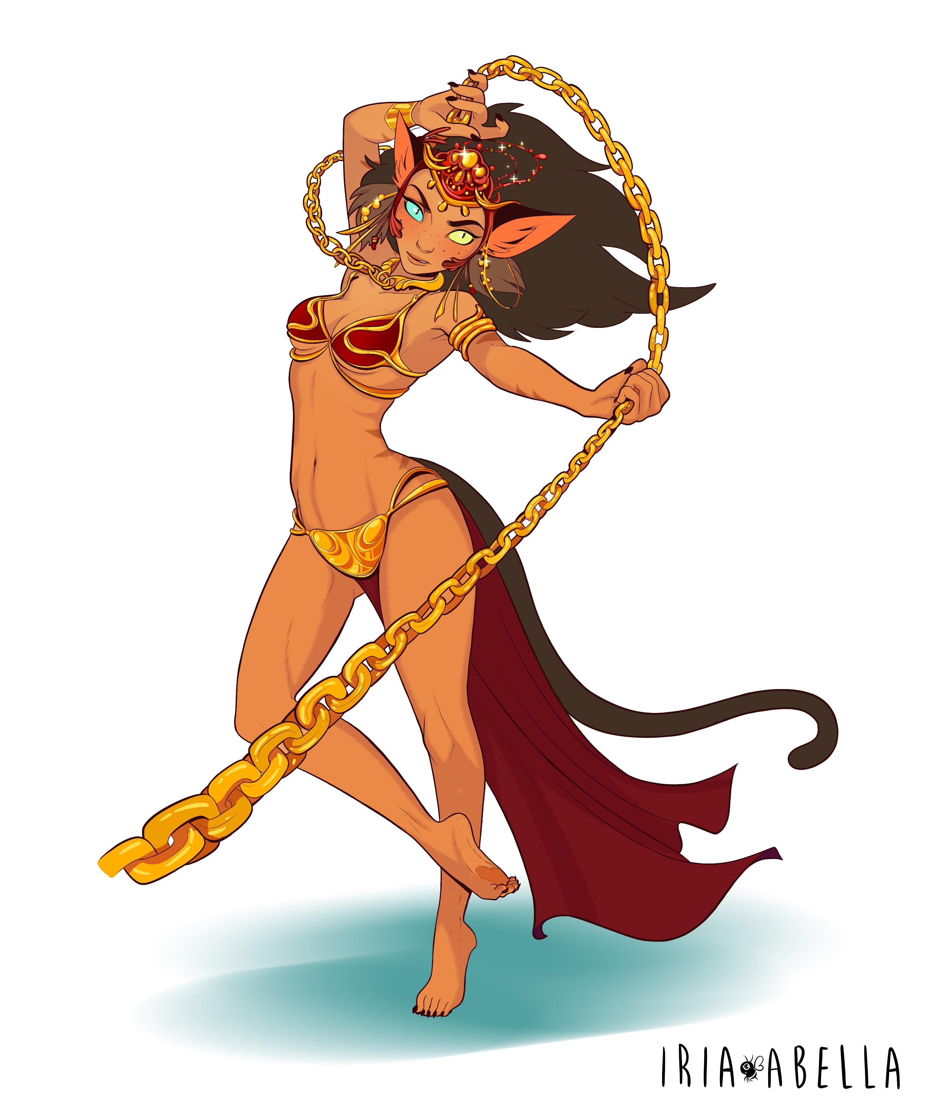 1girls, absurd res, animal ears, anthro, anthro only, armpits, artist signature, athletic, athletic female, belly dancer, belly dancer outfit, blue eyes, blush, bra, breasts, brown hair, brown tail, cat ears, cat girl, cat tail, catgirl, catra, chain leash, chained, chains, cleavage, collar, dancer, dancer outfit, eyelashes, eyeliner, female, female only, femsub, freckles, harem girl, harem outfit, heterochromia, hi res, ilikeyoucatradora, leash, lingerie, loincloth, long hair, makeup, medium breasts, panties, she-ra and the princesses of power, slave, slave bikini, slave collar, slave girl, slave leia (cosplay), slave outfit, small breasts, star wars, tail, yellow eyes