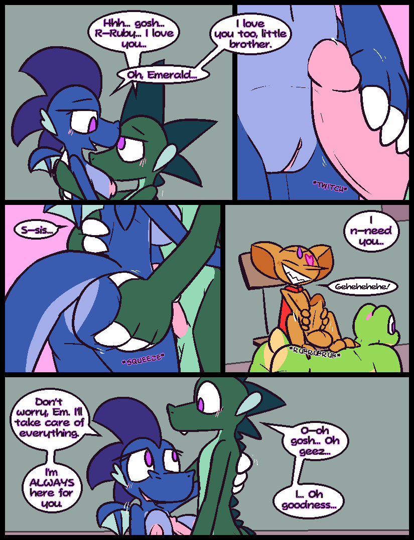 2023 all_fours amphibian anthro anthro_on_anthro ass back_grab balls big_butt blue_body blue_scales blush breast_play breasts brother brother_and_sister butt_grab caspar_the_frog clitoris comic cute_fangs dominant dominant_humanoid dominant_male dragon duo_focus emerald_(ultilix) erection eye_contact female frill_(anatomy) frog genitals glans goblin goblin_male green_balls green_body green_hair green_scales green_skin grin group hair half-closed_eyes hand_on_back hand_on_butt handjob head_crest head_frill humanoid humanoid_genitalia humanoid_penis inalao_(ultilix) incest intraspecies looking_at_another male male/female masturbation mind_control narrowed_eyes onomatopoeia open_mouth orange_balls orange_glans orange_penis paizuri penile penile_masturbation penis pink_body pink_glans pink_penis pink_pussy pink_skin purple_eyes purple_hair pussy ruby_(ultilix) scales scalie sex sharp_teeth sibling sister smile sound_effects submissive submissive_anthro submissive_female submissive_male teeth text titfuck titjob ultilix voyeur western_dragon yellow_body yellow_skin