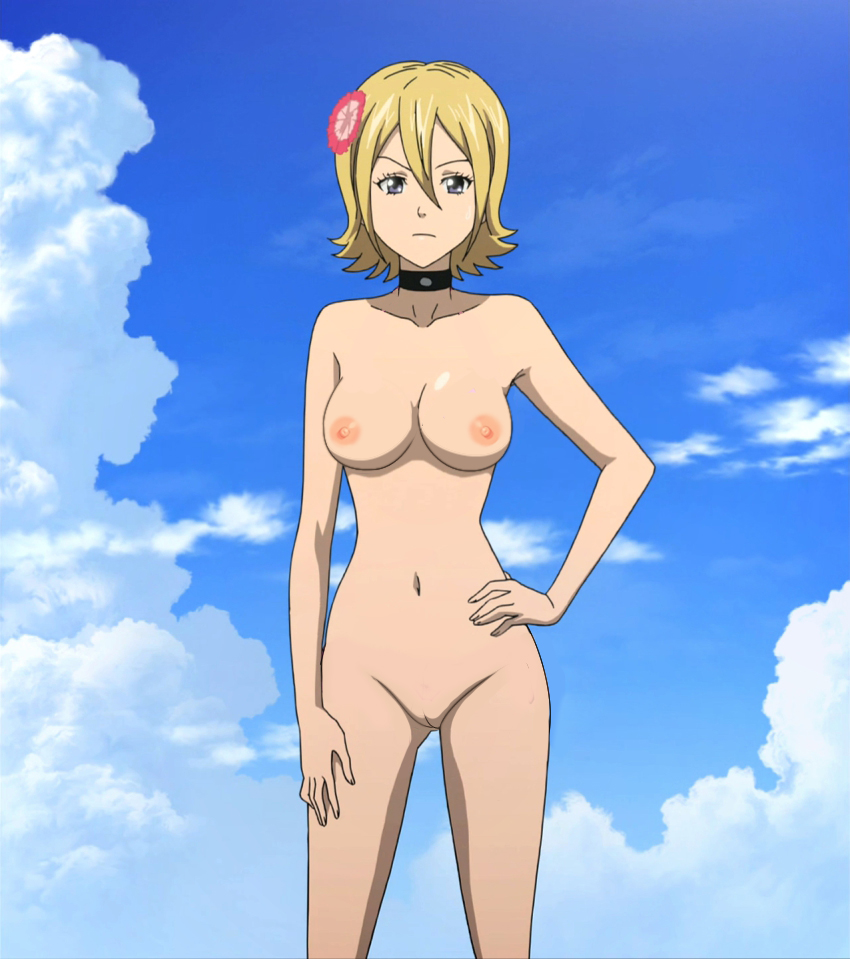 ai_generated blonde_hair female hand_on_hip medium_breasts nekom14 nipples nude_filter onizuka_hime pussy screencap short_hair sket_dance