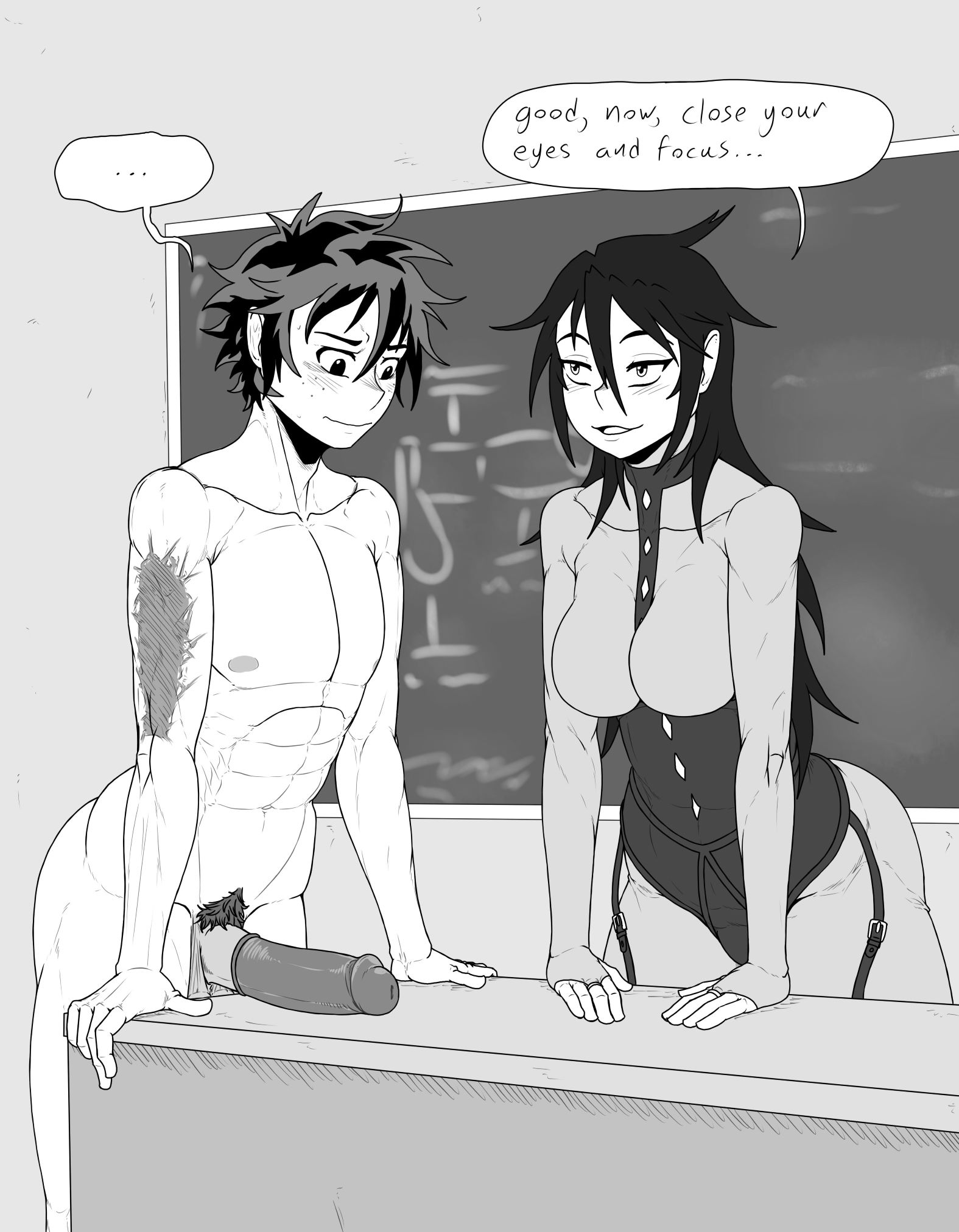 1boy, 1girls, age difference, big penis, classroom, clothed female nude male, condom, female, freckles, genital growth, izuku midoriya, kiahl, lobsterkiahl, male, midnight (my hero academia), my hero academia, nemuri kayama, penis, penis growth, scar, sequence, teacher and student