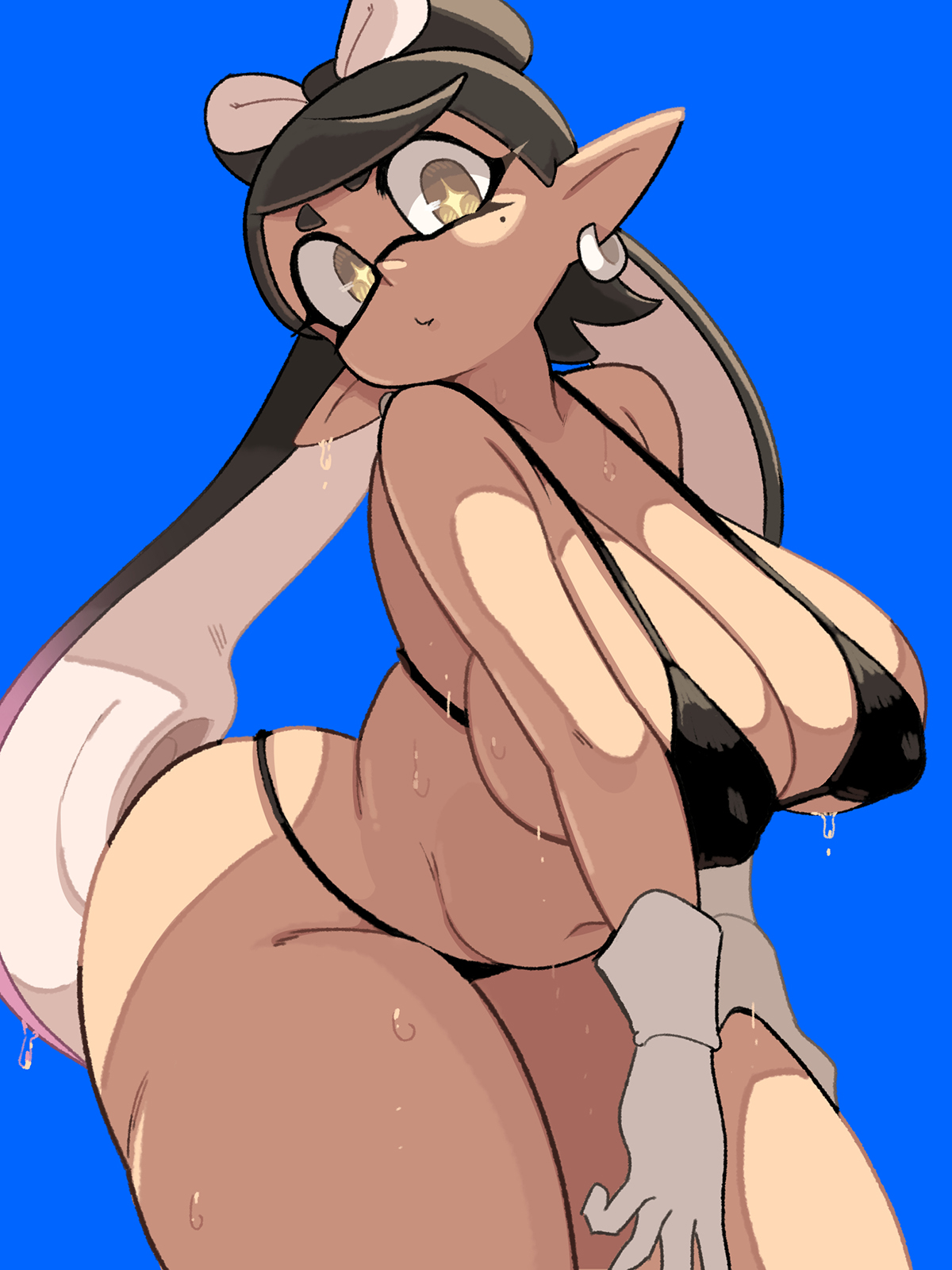 1girls, alternate breast size, ass, bikini, bikini top, breasts, bubble ass, bubble butt, callie (splatoon), chubby, cleavage, female, hanging breasts, huge ass, huge breasts, inkling, light skin, light-skinned female, long hair, nintendo, pointy ears, splatoon, splatoon (series), swimsuit, tentacle hair, thong, thong bikini, wide hips, yellow eyes, yuta agc