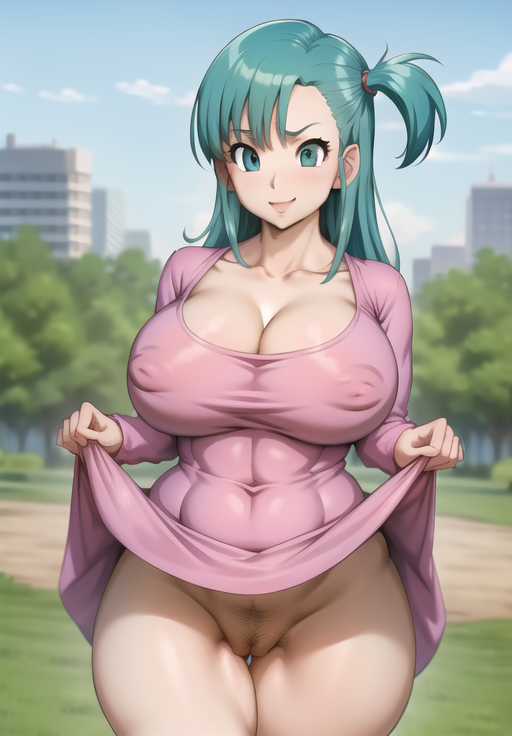 1girls abs ai_generated aqua_eyes aqua_hair big_breasts big_nipples blush bulma bulma_(dragon_ball) bulma_briefs child_bearing_hips cleavage clothes_lift dragon_ball dragon_ball_(classic) dress_lift embarrassed erect_nipples female female_only grin huge_breasts lifted_by_self long_dress long_hair maid_mistake muscle_girl nipples_visible_through_clothing no_panties no_underwear pink_dress ponytail pubic_hair public pussy smile solo stable_diffusion standing teenage_bulma teenage_girl teenager thick_thighs venus_body voluptuous_teen