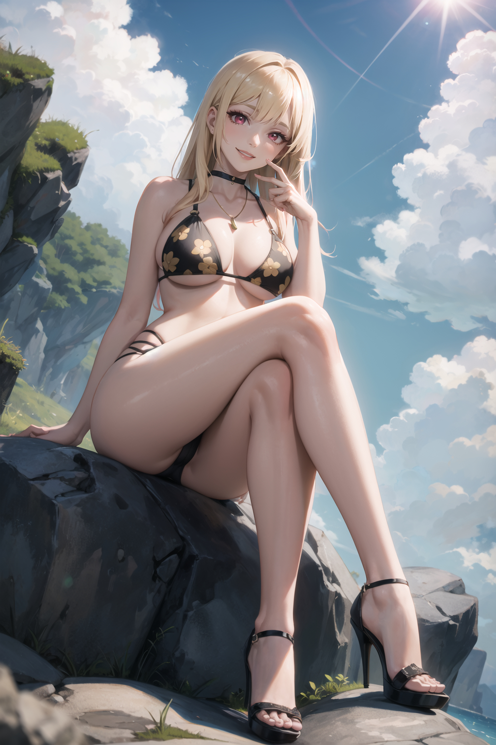 ai_generated alternate_costume blonde_hair female female_only high_heels kitagawa_marin mode modeling solo sono_bisque_doll_wa_koi_wo_suru swimsuit tagme