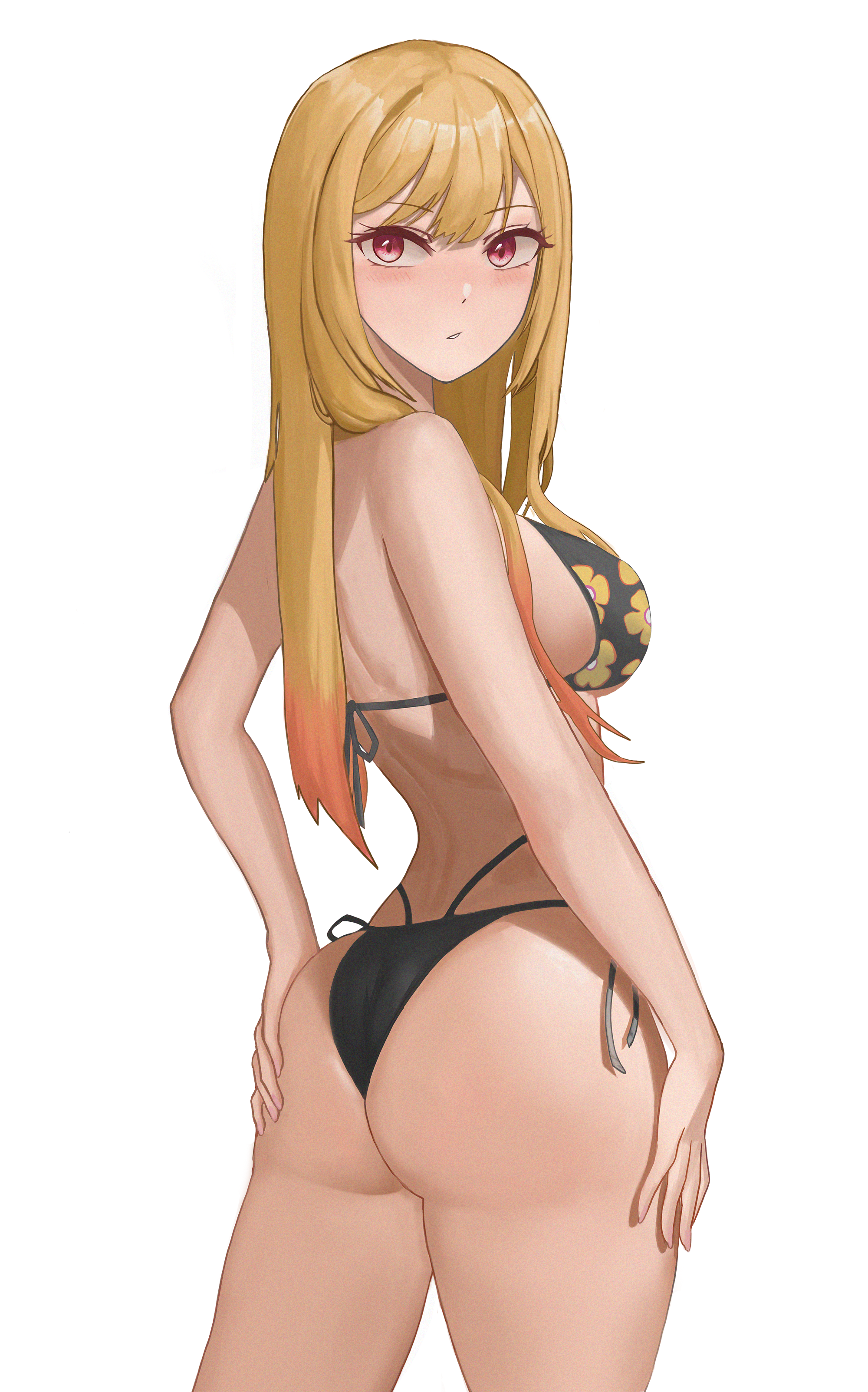 alternate costume, ass, blonde hair, female, female only, kitagawa marin, mozi, solo, sono bisque doll wa koi wo suru, swimsuit, thick ass, thick thighs