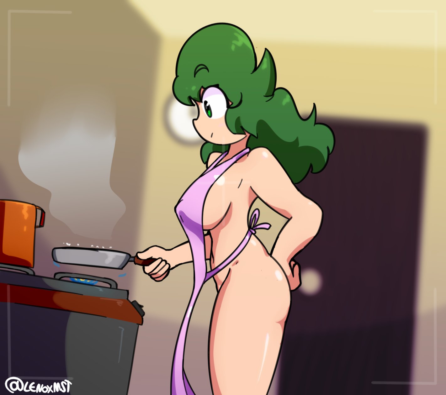 female female_only green_hair lenoxmst medley_(lenoxmst) sideboob solo