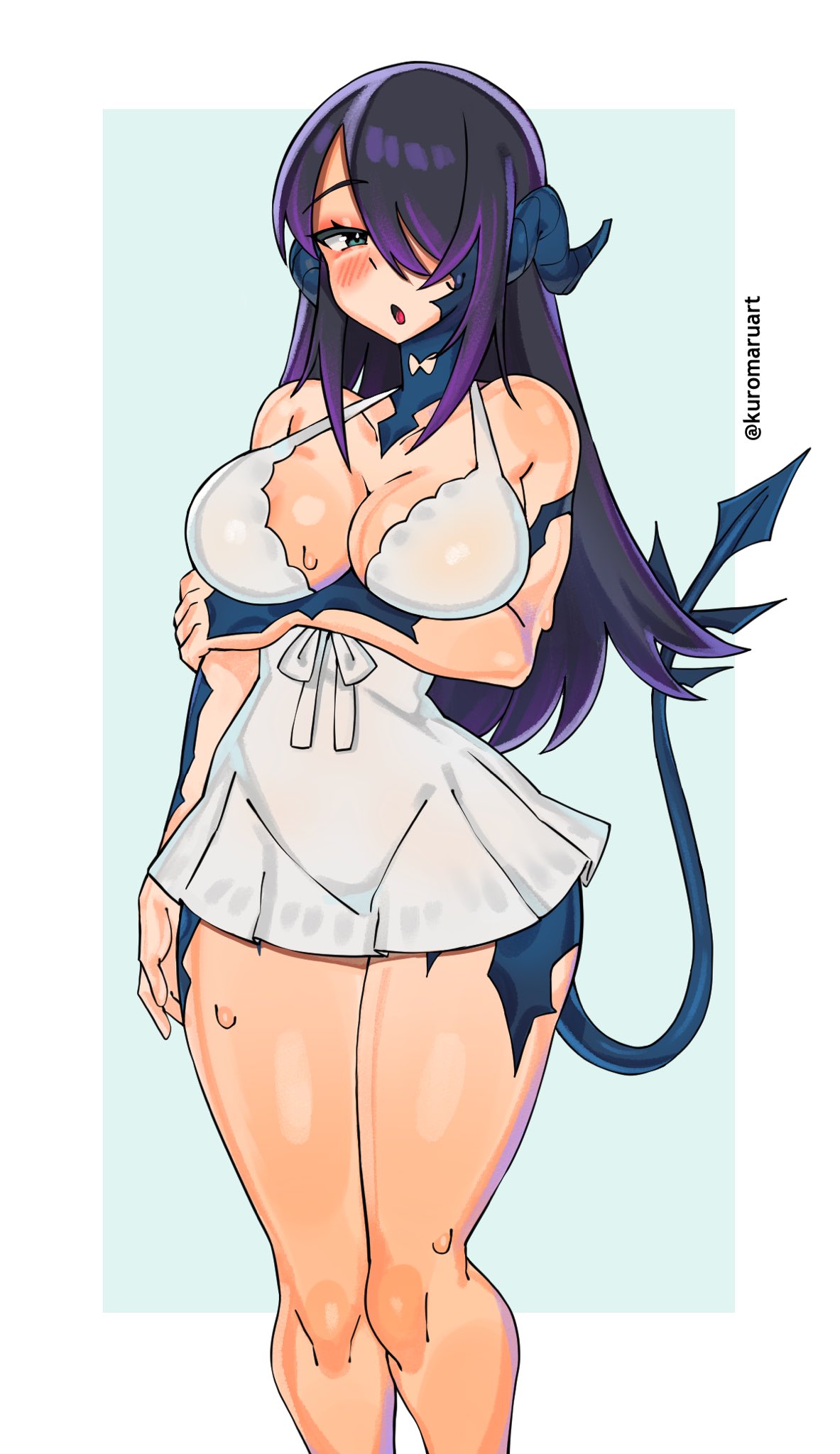 1girls, au ra, big breasts, blush, breasts, clothed, clothing, female, female only, final fantasy, final fantasy xiv, horns, kuromaruart, light skin, light-skinned female, solo, tagme