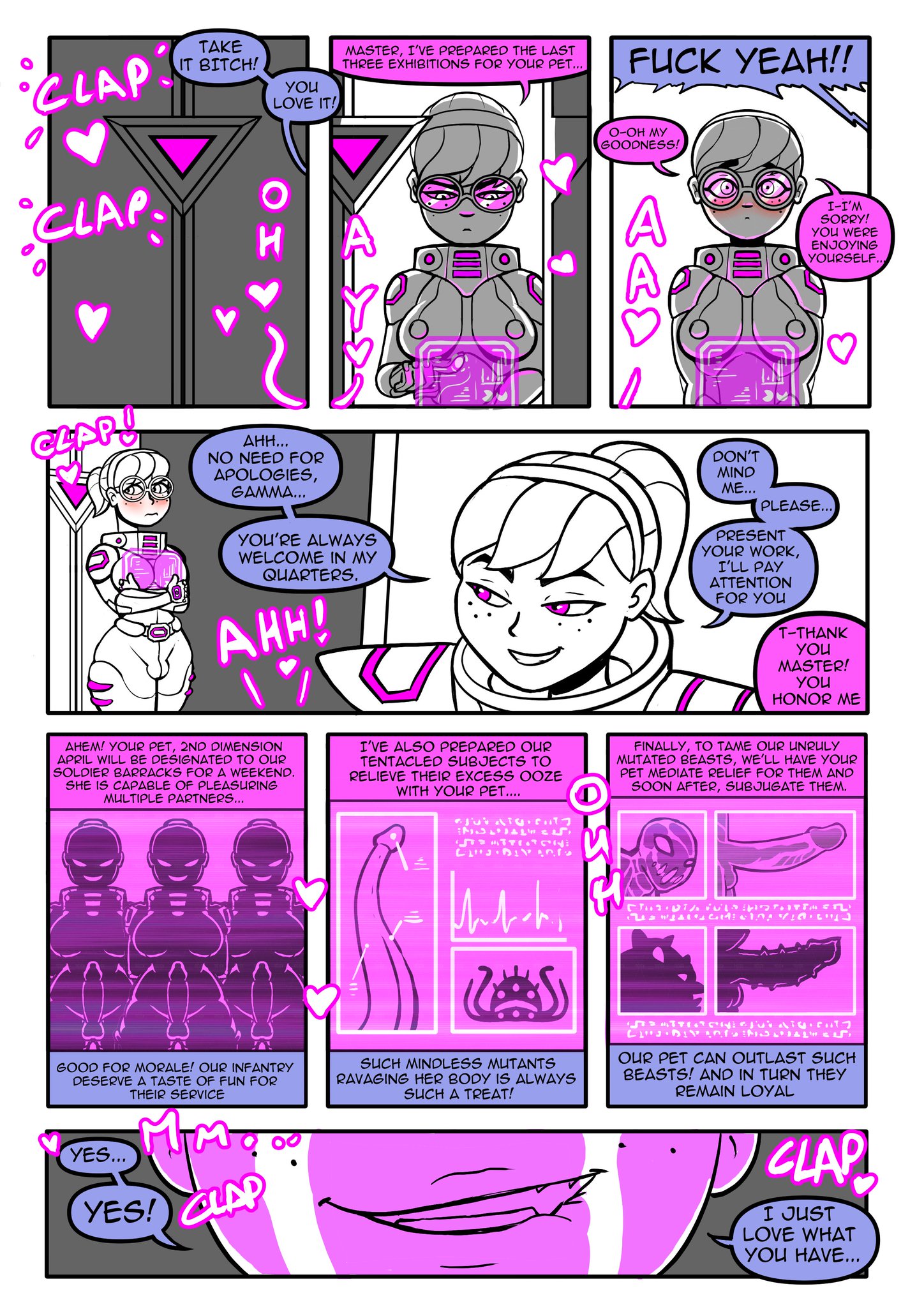 1girls, 5futas, alien, april o'neil, april o'neil (tmnt 1987), april o'neil (tmnt 2012), better version at source, biting lip, blush, clone, clonecest, clothed, clothing, dialogue, duo focus, english text, female, fully clothed, futa focus, futa on female, futanari, glasses, human, intersex, page 1, planz34, teenage mutant ninja turtles, teenage mutant ninja turtles (2012), tentacle, text, tmnt 1987, tmnt 2012, walk-in