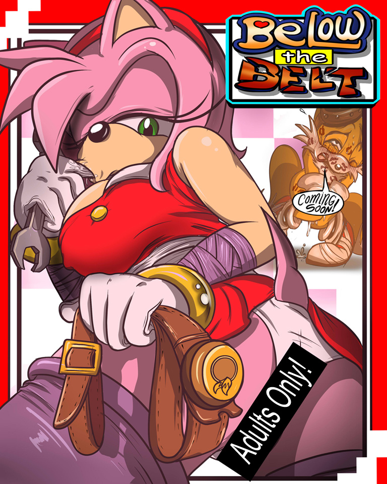 amy_rose amy_rose_(boom) anthro belt bodily_fluids canid canine clothing covering covering_crotch covering_self cum dialogue duo eulipotyphlan female finger_in_mouth finger_suck fox genital_fluids greenhill hedgehog kiss_mark looking_at_viewer male male/female mammal panties screwdriver sega sonic_(series) sonic_the_hedgehog_(series) speech_bubble sucking tails tools underwear