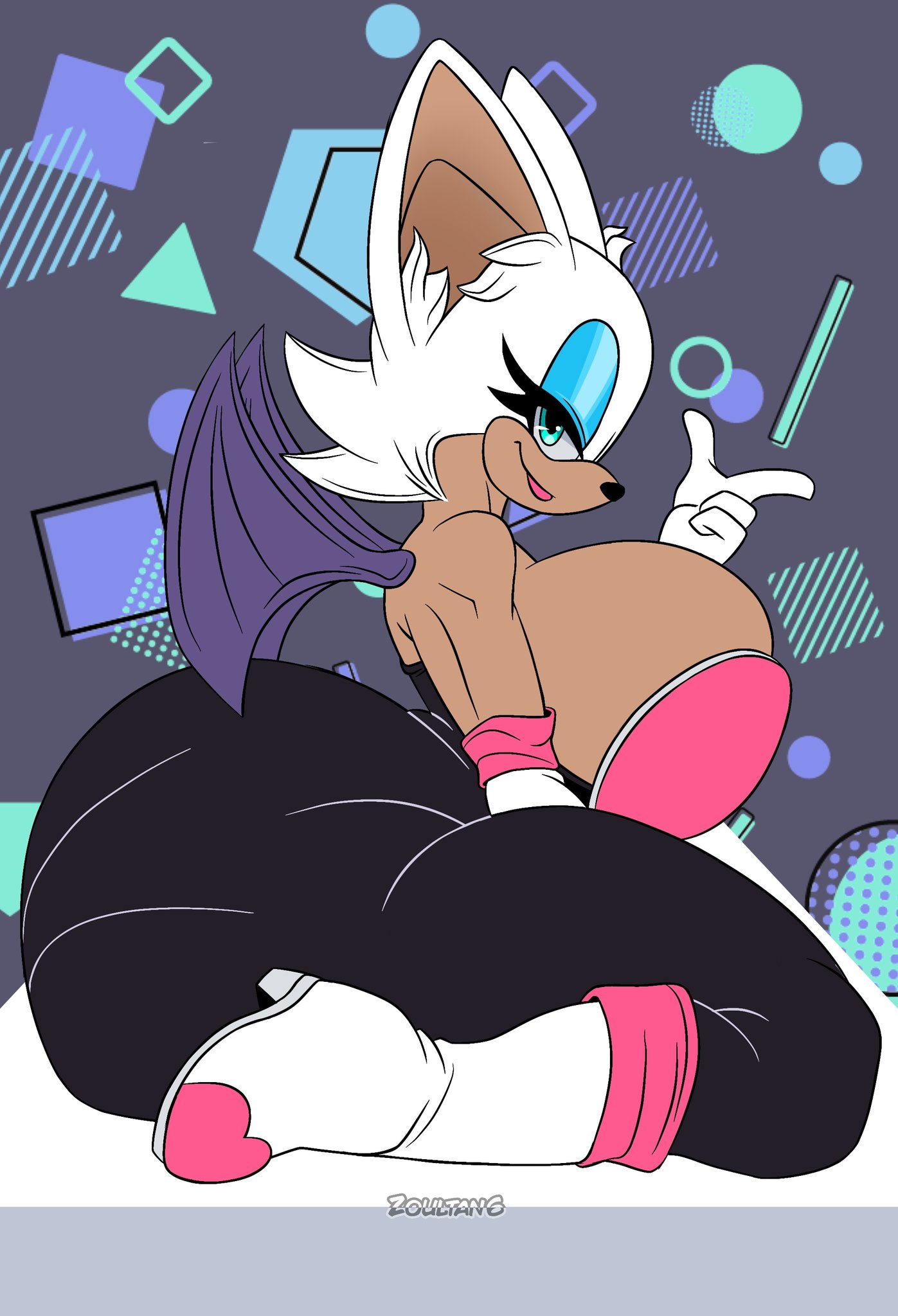 1girls, 2023, anthro, aqua eyes, ass, bat, big ass, big breasts, big butt, breasts, bubble ass, dark skin, dark-skinned female, female, female only, furry, hi res, hips, huge breasts, looking at viewer, on knees, rouge the bat, seductive, sega, smile, smiling at viewer, solo, sonic (series), sonic the hedgehog (series), thick ass, thick thighs, thighs, white hair, wide hips, zoultan