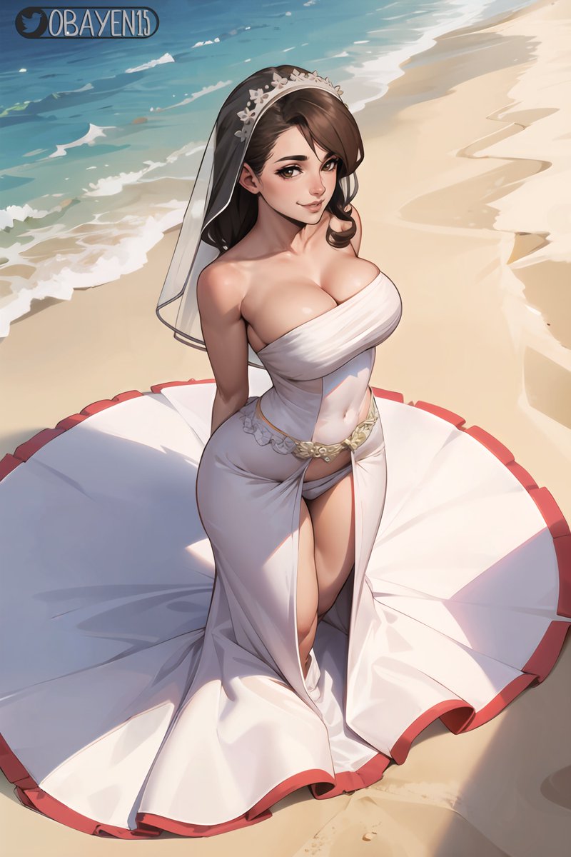 1girls ai_generated bride_gown female_focus huge_breasts long_hair looking_at_viewer obayen original original_character seductive_look stable_diffusion wedding_dress