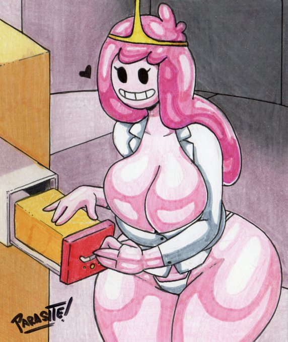 1girls, adventure time, big breasts, breasts, cheese, cleavage, crown, female, female only, large breasts, panties, parasitedeath, pink body, pink hair, pink skin, princess bubblegum, smiling, solo, solo female, solo focus, thick thighs, thighs, white panties, wide hips