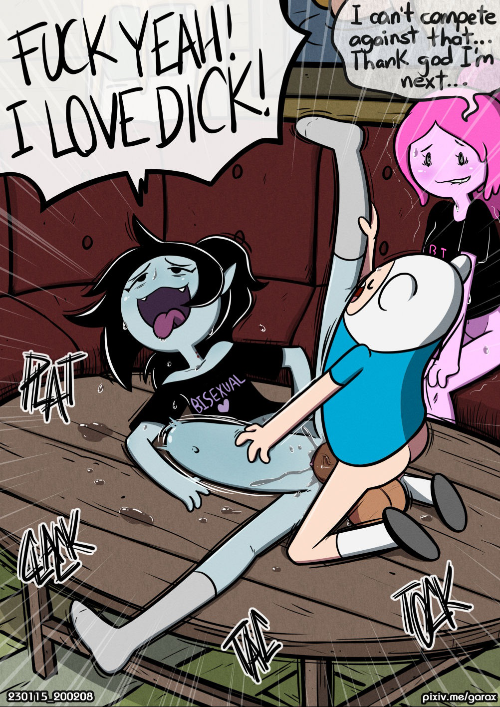 1boy 2girls 2girls1boy adventure_time big_penis bottomless deep_penetration edit english_text female finn_the_human garabatoz huge_cock imminent_sex ladymalinda_(editor) male marceline multiple_girls penetration penis princess_bubblegum sex stomach_bulge text topwear vaginal_sex