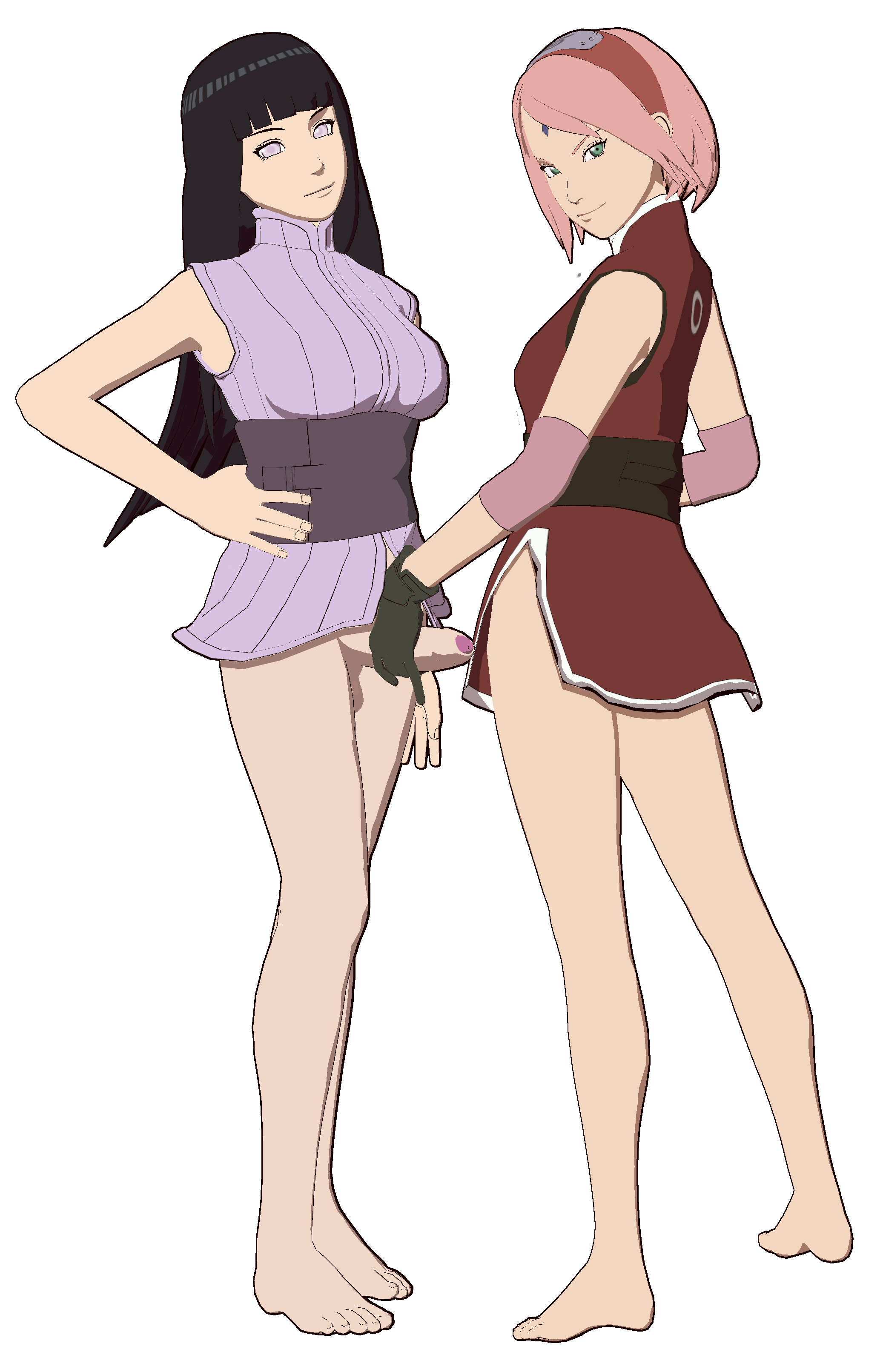 1futa, 1girls, female, futa with female, futanari, haruno sakura, holding penis, hyuuga hinata, hyuuga hinata (naruto: the last), intersex, naruto, naruto (series), naruto: the last, penis, sakura haruno, theshittypcstudios