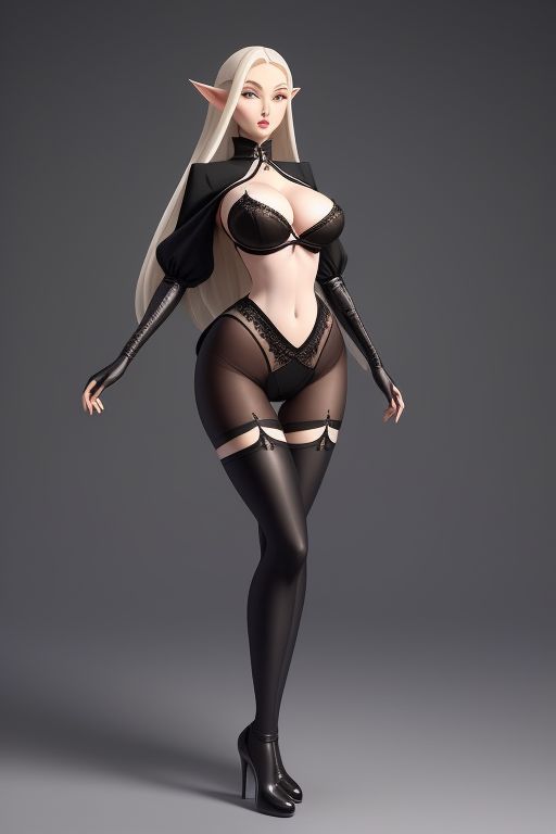 1girls 4k ai_generated clothes contrast corset elegant elf female female_only giant hd heels hips lingerie solo thick tight tits transparent victorian waist