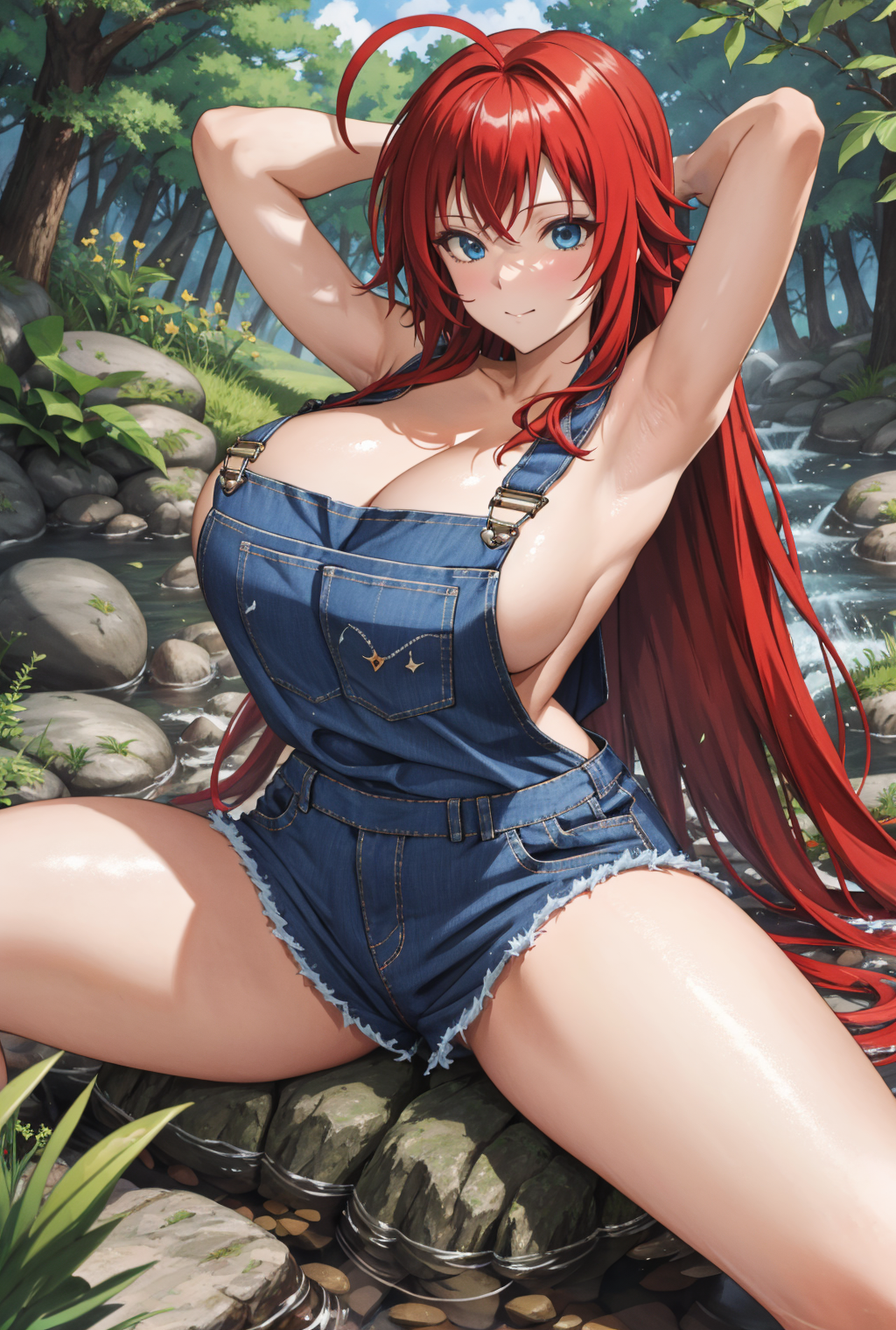 1girls, ai generated, breasts, female, female focus, female only, high school dxd, huge breasts, looking at viewer, red hair, rias gremory, seductive look, stable diffusion, voluptuous, voluptuous female