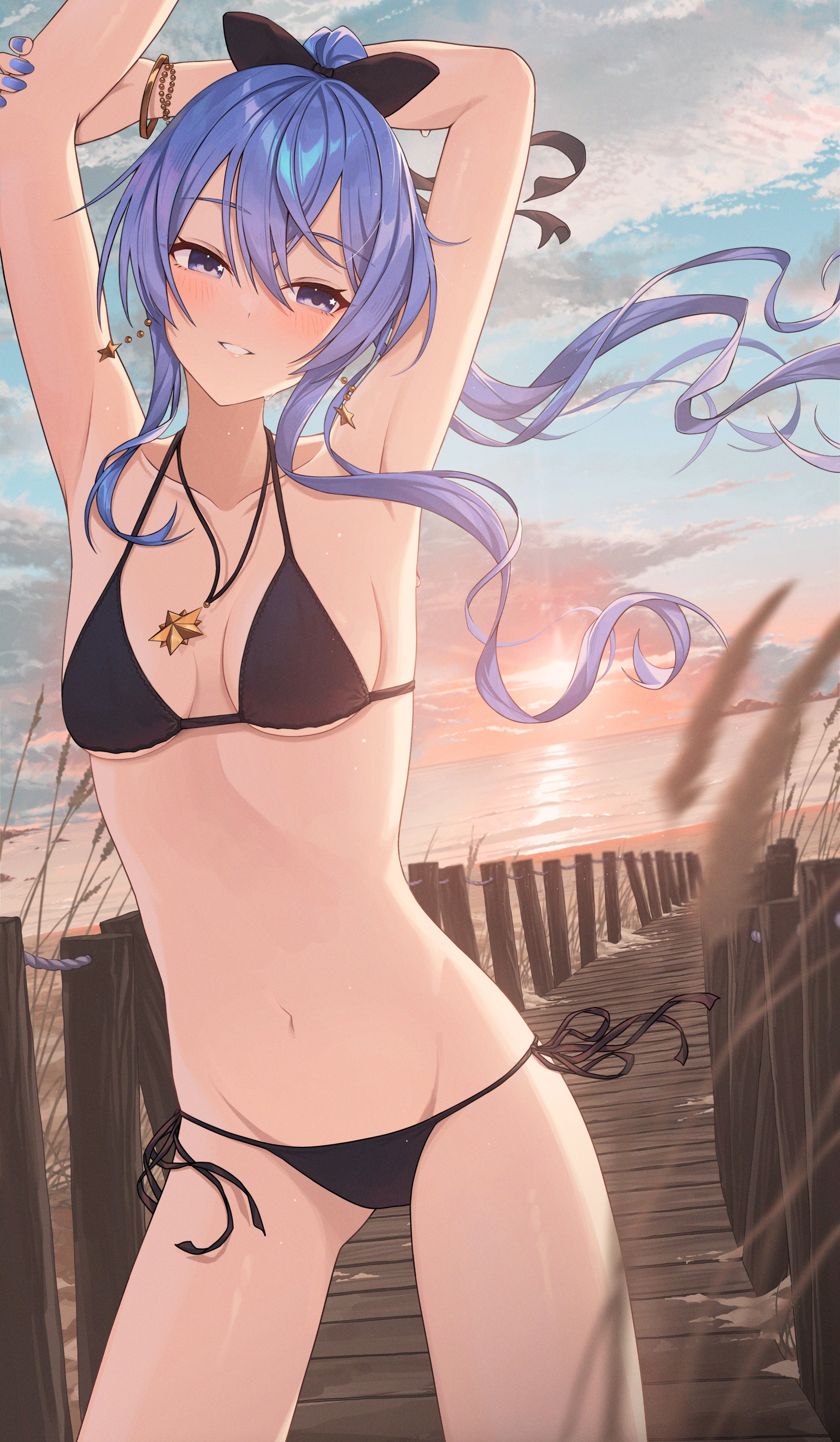 1girls, bikini, female, hololive, hololive gen 0, hololive japan, hoshimachi suisei, solo, swimsuit, tagme, virtual youtuber, yozora (artist)