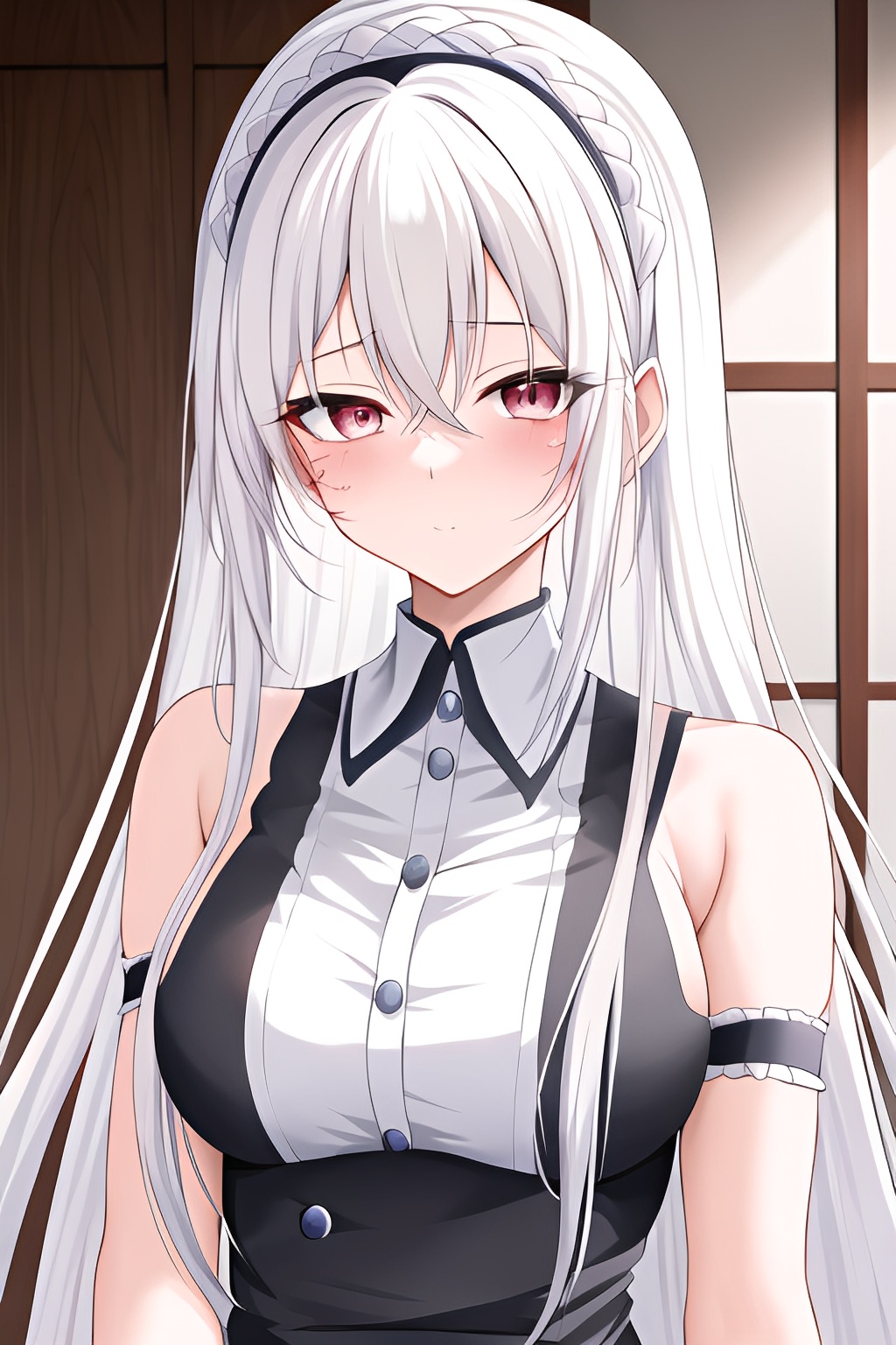 ai_generated housekeeper maid maid_headdress red_eyes white_hair