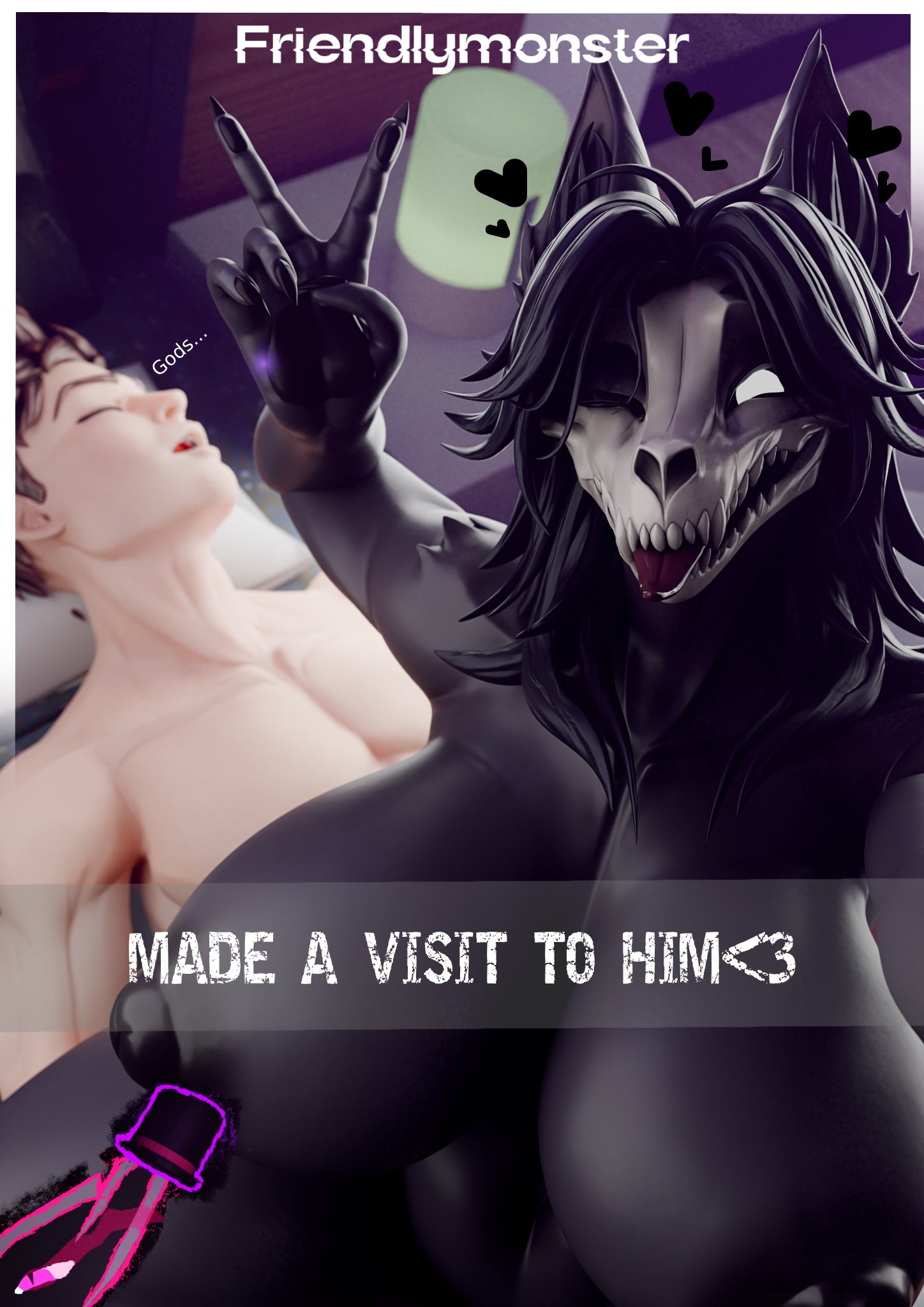 1boy, 1girls, 2026, 3d, 3d (artwork), after sex, alluring, anthro, anthro female, areola, areolae, athletic, athletic male, big breasts, breasts, breasts out, brown hair, bursting breasts, caption, curvaceous, curvaceous body, curvaceous female, curvaceous figure, curvy, curvy body, curvy female, curvy figure, enticing, female, friendlymonster, huge breasts, large breasts, light skin, light-skinned male, looking at viewer, mal0, male, malo, massive breasts, max (taciticooldad), naked, naked female, nipples, nude, nude female, original, original character, scp foundation, scp-1471, scp-1471-a, scp-1471-a (da.nilkaz), seducing, seductive, seductive look, self upload, selfie, teasing, teasing viewer, temptation, tempting, tempting viewer, text, thick as fuck, thick breasts, tongue, tongue out, v, v sign, voluptuous, voluptuous female, wink, winking, winking at viewer, wolf ears
