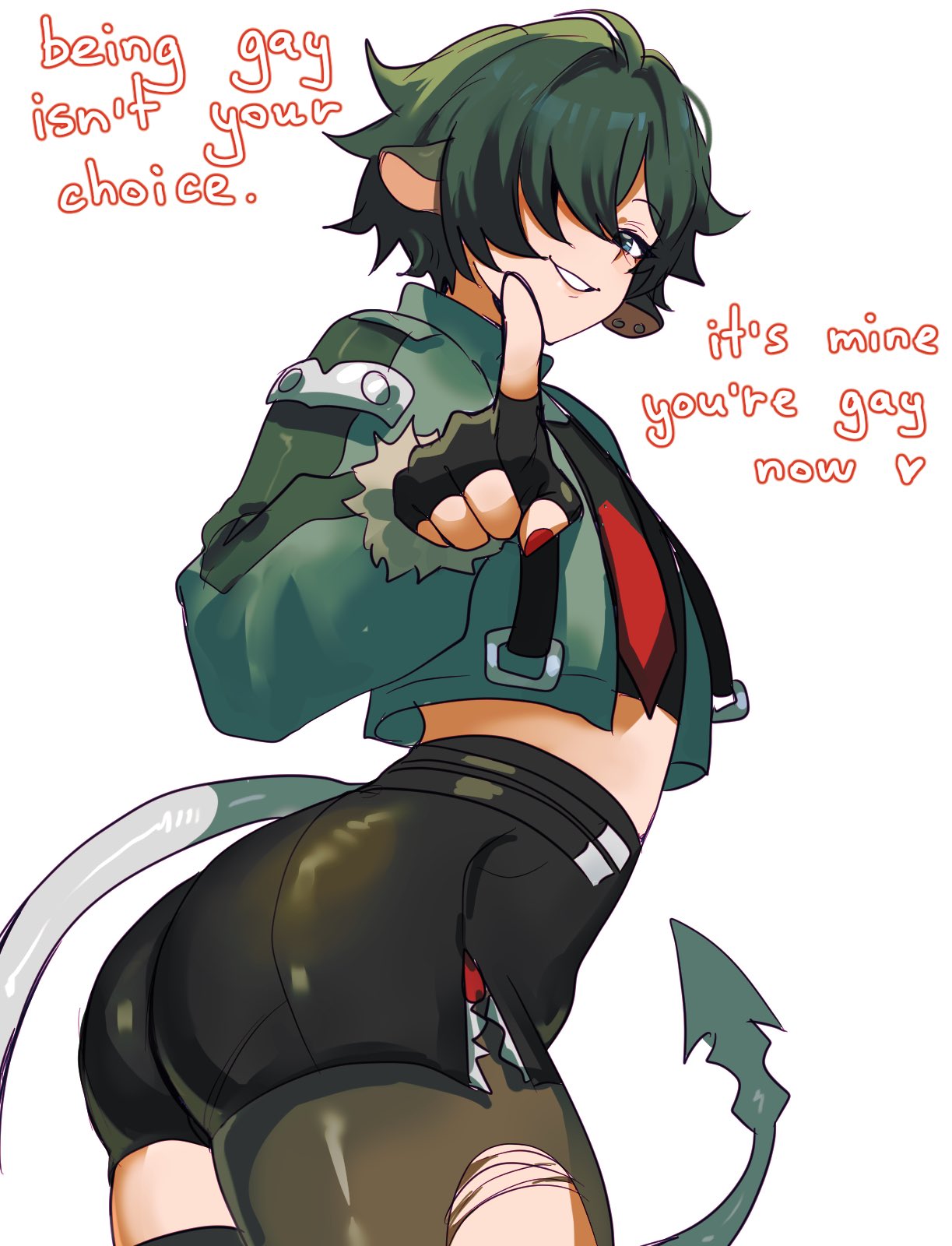 1boy, 2026, ass, femboy, jane doe (zenless zone zero), john doe (zenless zone zero) (scopeophilia), light skin, light-skinned male, looking at viewer, looking back, male, male only, myotaron, rule 63, thick thighs, thighs, white background, wide hips, zenless zone zero