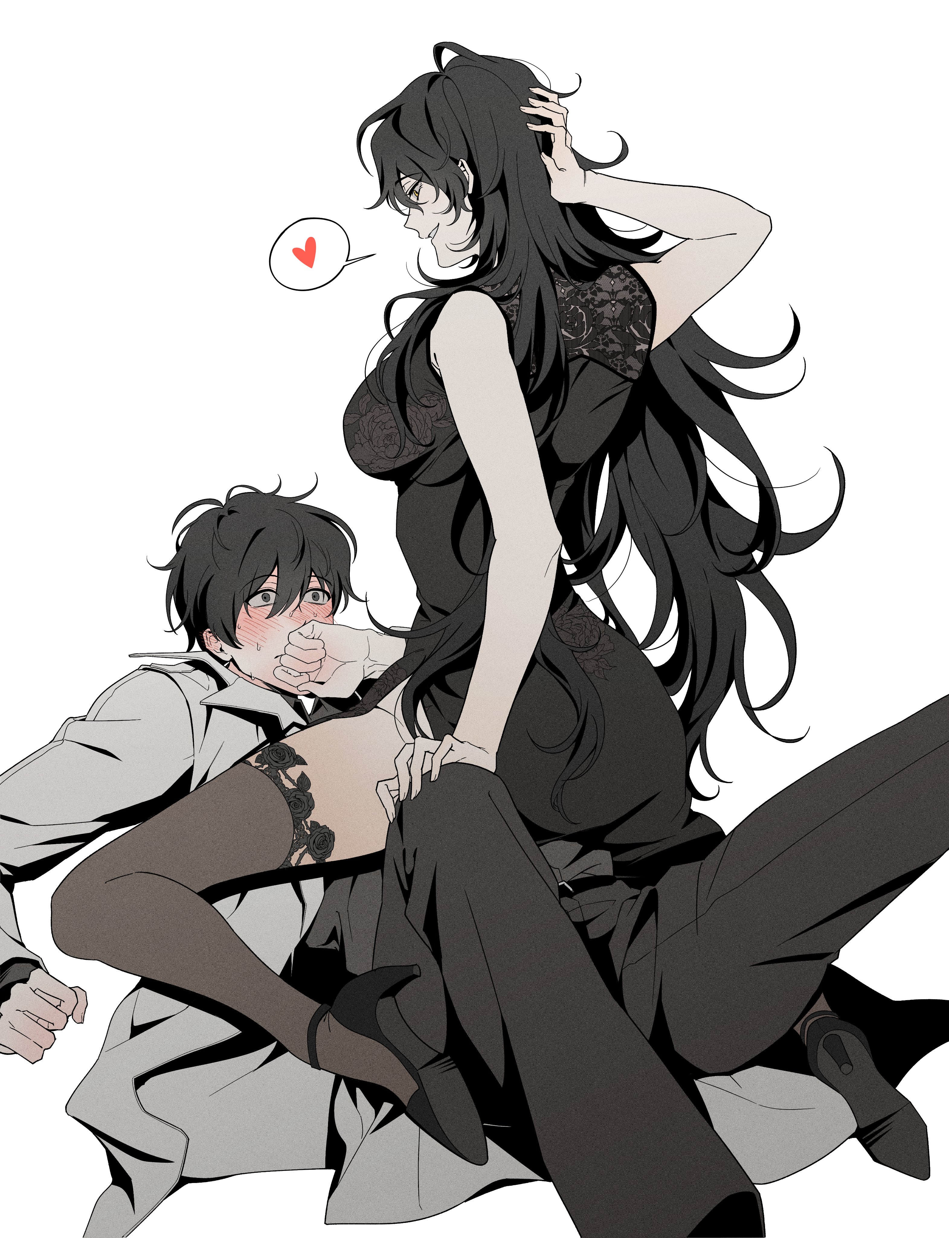 blush, blushing, boobs, breasts, clothed, clothes, clothing, coat, dominant female, dress, female, genderbend, genderbent, genderswap, genderswap (mtf), high slit dress, kim dokja, larger male, long hair, male, omniscient reader, omniscient reader (webtoon), omniscient reader's viewpoint, rule 63, shorter female, smaller female, stockings, stockings thigh highs, submissive female, suggestive, taller male, thigh highs, thighhighs, tits, yoo joonghyuk