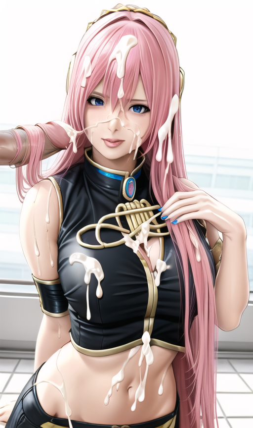 1boy1girl ai_generated blue_eyes blush bukkake cleavage cum cum_on_breasts cum_on_hair hairjob large_breasts megurine_luka penis pink_hair realistic stable_diffusion very_long_hair vocaloid