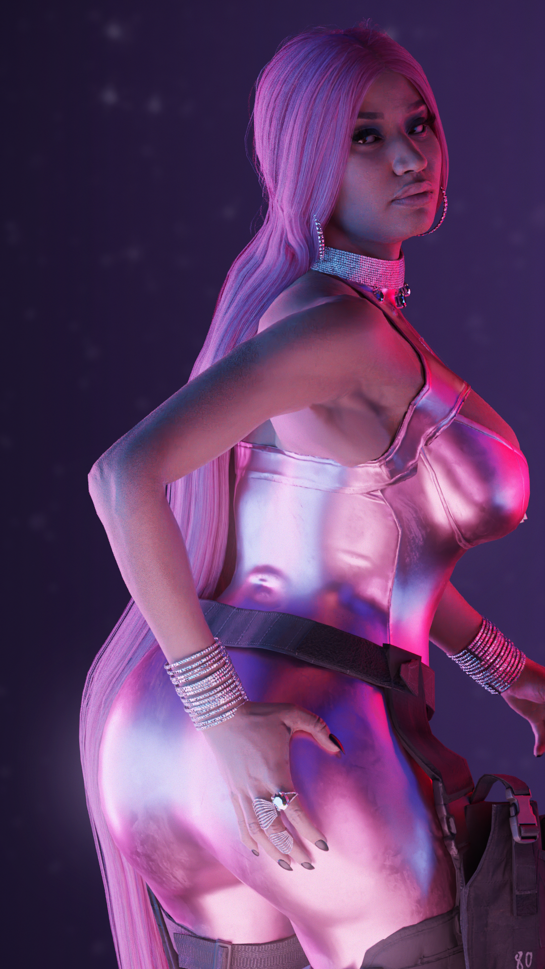 1girls, 3d, 3d (artwork), ass, ass grab, big ass, blender, call of duty, call of duty modern warfare 2 (2022), call of duty warzone, female, female only, long hair, nicki minaj, nicki minaj (cod)