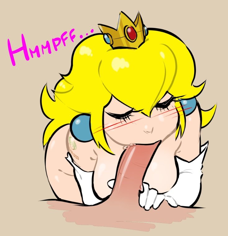 1boy, 1girls, 2022, arm tattoo, blush, breasts, closed eyes, crown, earrings, ebi77, elbow gloves, fellatio, female, gloves, long hair, male, mario (series), nintendo, nude, onomatopoeia, oral, penis, princess, princess peach, saliva, simple background, tagme, tattoo, text, yellow hair