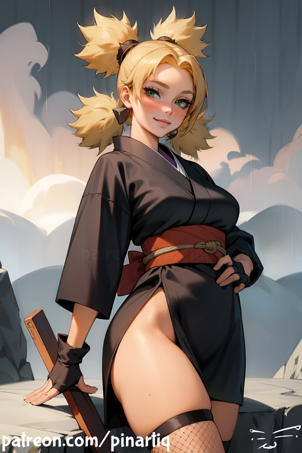 ai_generated blonde_hair fake_art female naruto pinartiq solo temari