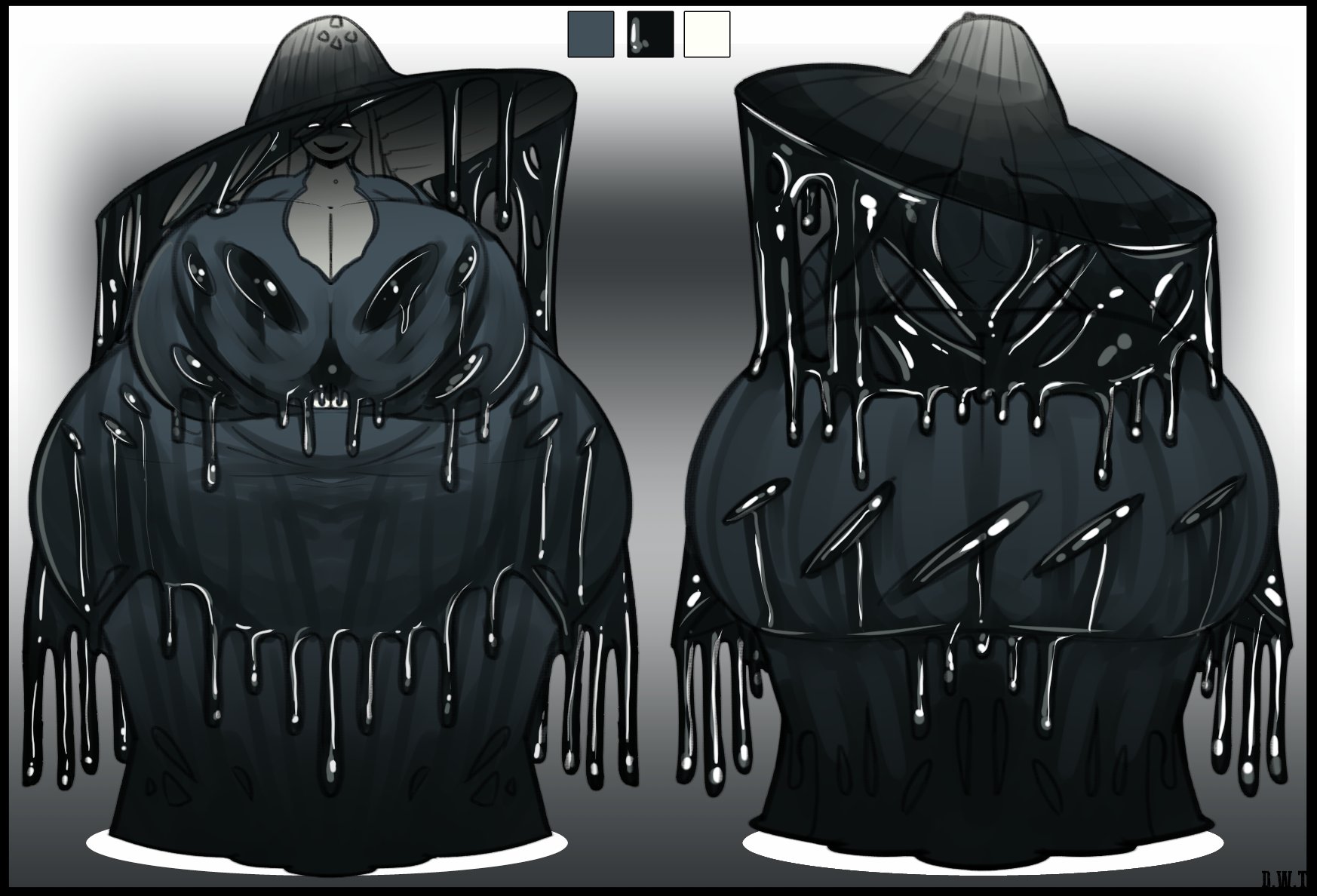 1girls, 2023, ambiguous fluids, artist logo, ass, back view, big ass, big breasts, black dress, breasts, character sheet, cleavage, color swatch, commission, curvaceous, dongwongtang, dress, fat ass, female, female focus, front view, fully clothed, gigantic ass, gigantic thighs, gradient background, huge ass, huge breasts, large ass, large breasts, looking at viewer, mature female, monster, mushroom hat, original, original character, rear view, scary, scary face, smile, solo, solo focus, thick thighs, venus body, voluptuous, wide hips