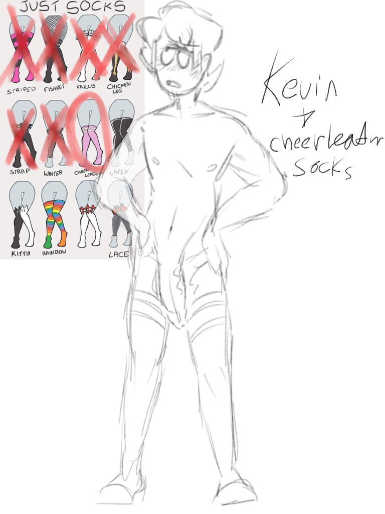 black_and_white kevin_(spooky_month) male_only naked naked_stockings sketch sketch_card socks socks_on socks_only spooky_month stockings trangen