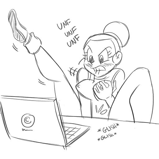 aggressive, angry masturbation, chichi, dragon ball, dragon ball super, dragon ball z, female, female only, fingering self, funsexydragonball, masturbation, watching, watching porn