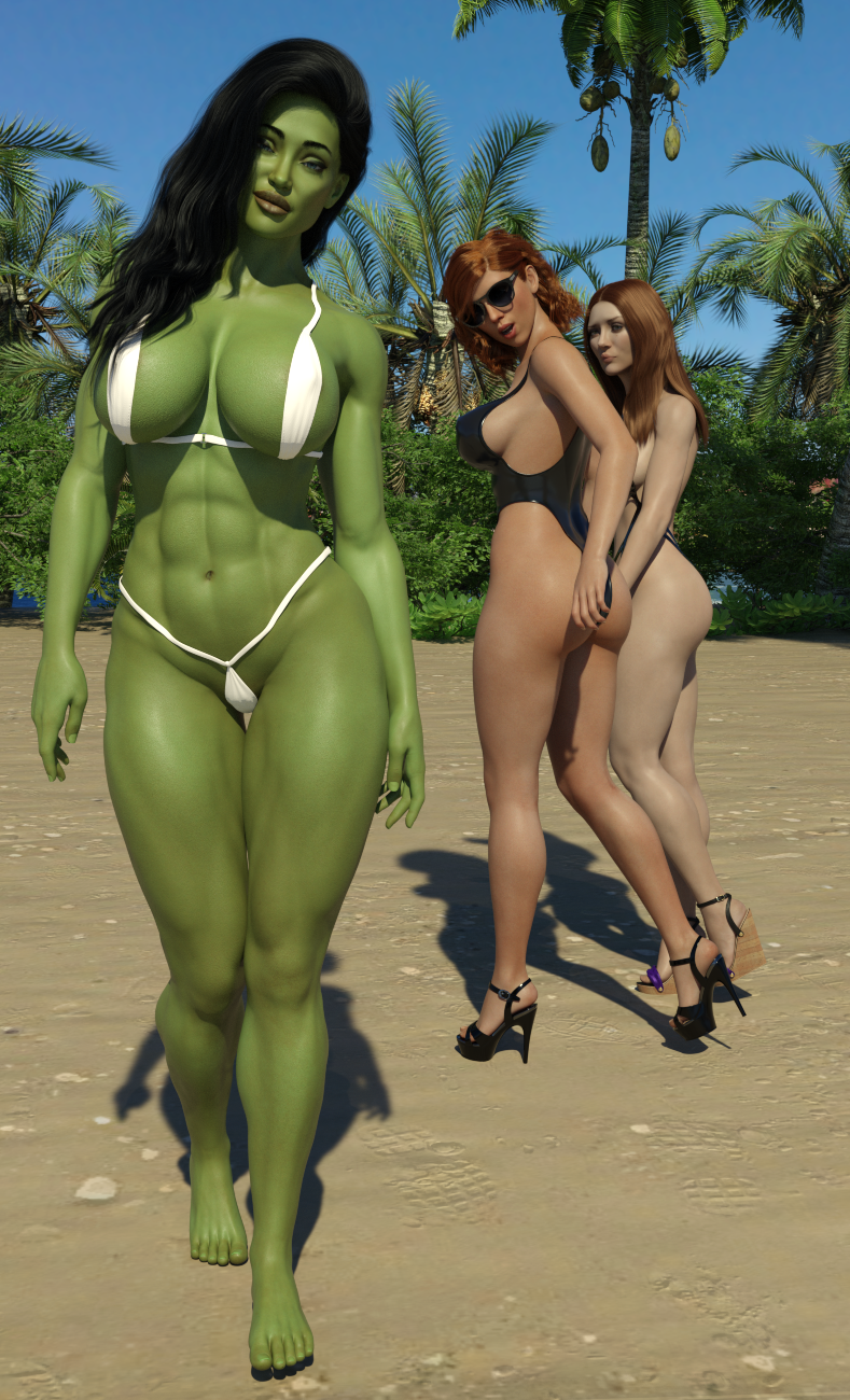 3d 3d_(artwork) 3girls abs angelina_jolie avengers beach big_ass big_breasts bikini black_widow_(marvel) celebrity daz3d daz_studio distracted_boyfriend elizabeth_olsen female female_only high_heels hulk_(series) implied_yuri marvel marvel_comics meme micro_bikini multiple_girls muscles muscular_female natasha_romanoff one-piece_swimsuit pin3d scarlet_witch scarlett_johansson she-hulk she-hulk:_attorney_at_law sunglasses swimsuit tagme wanda_maximoff yuri