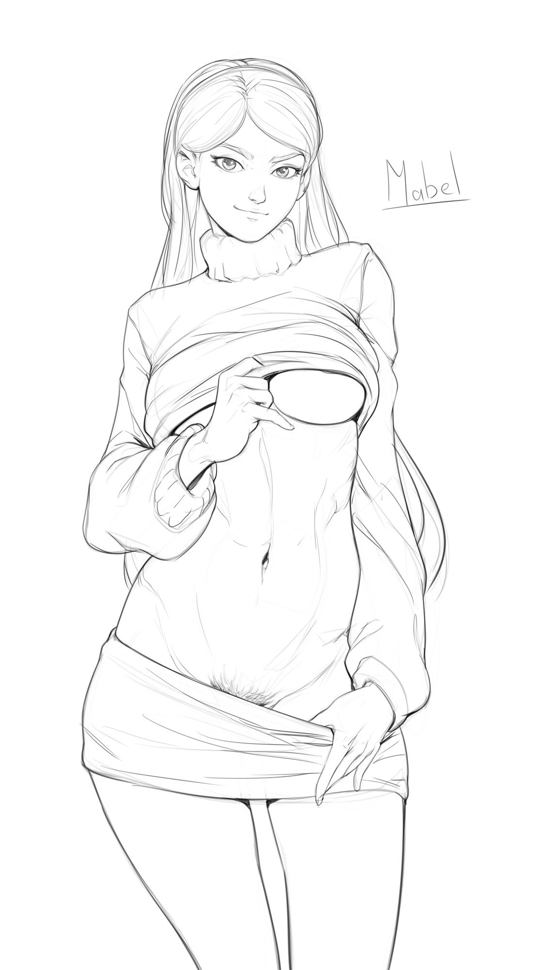 aged up, breasts, disney, disney channel, disney xd, female, gravity falls, mabel pines, monochrome, pubic hair, straight hair, tarakanovich, underboob, undressing