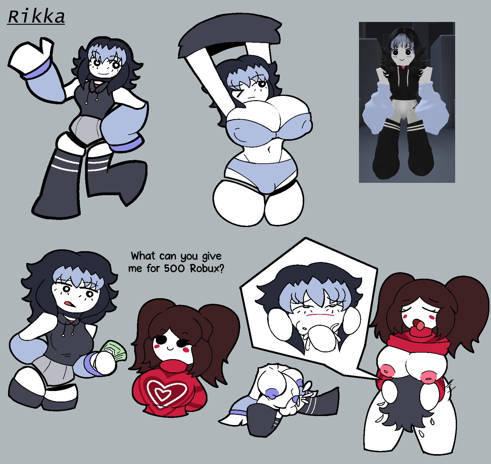2futas, big breasts, breasts, english text, errordisc, fellatio, futanari, intersex, reference image, roblox, roblox avatar, robloxian, tagme, text