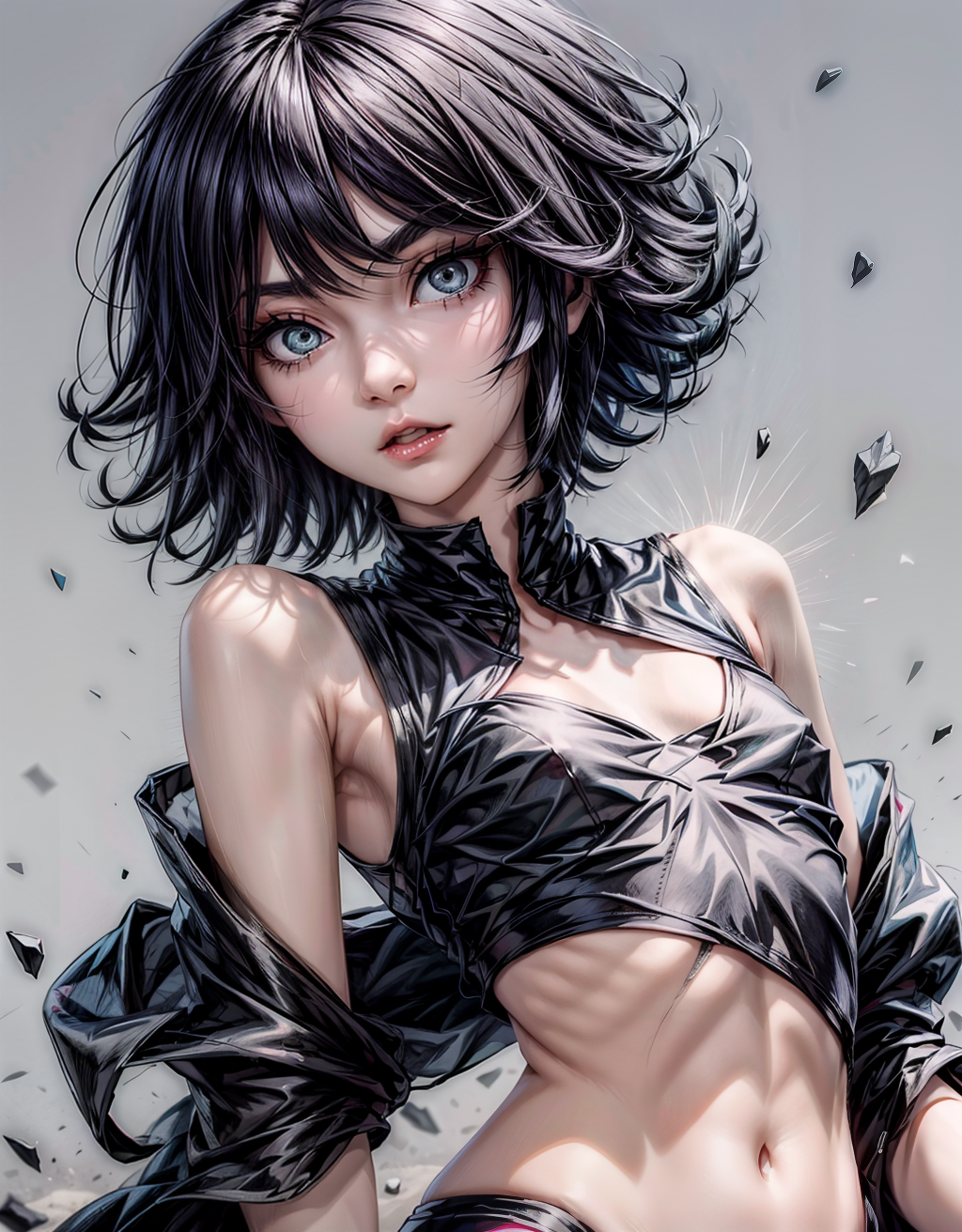 1girls ai_generated anime anime_style anine black_hair female female_only fully_clothed goth goth_girl green_eyes one-punch_man skinny small_breasts smaller_female solo stable_diffusion tatsumaki